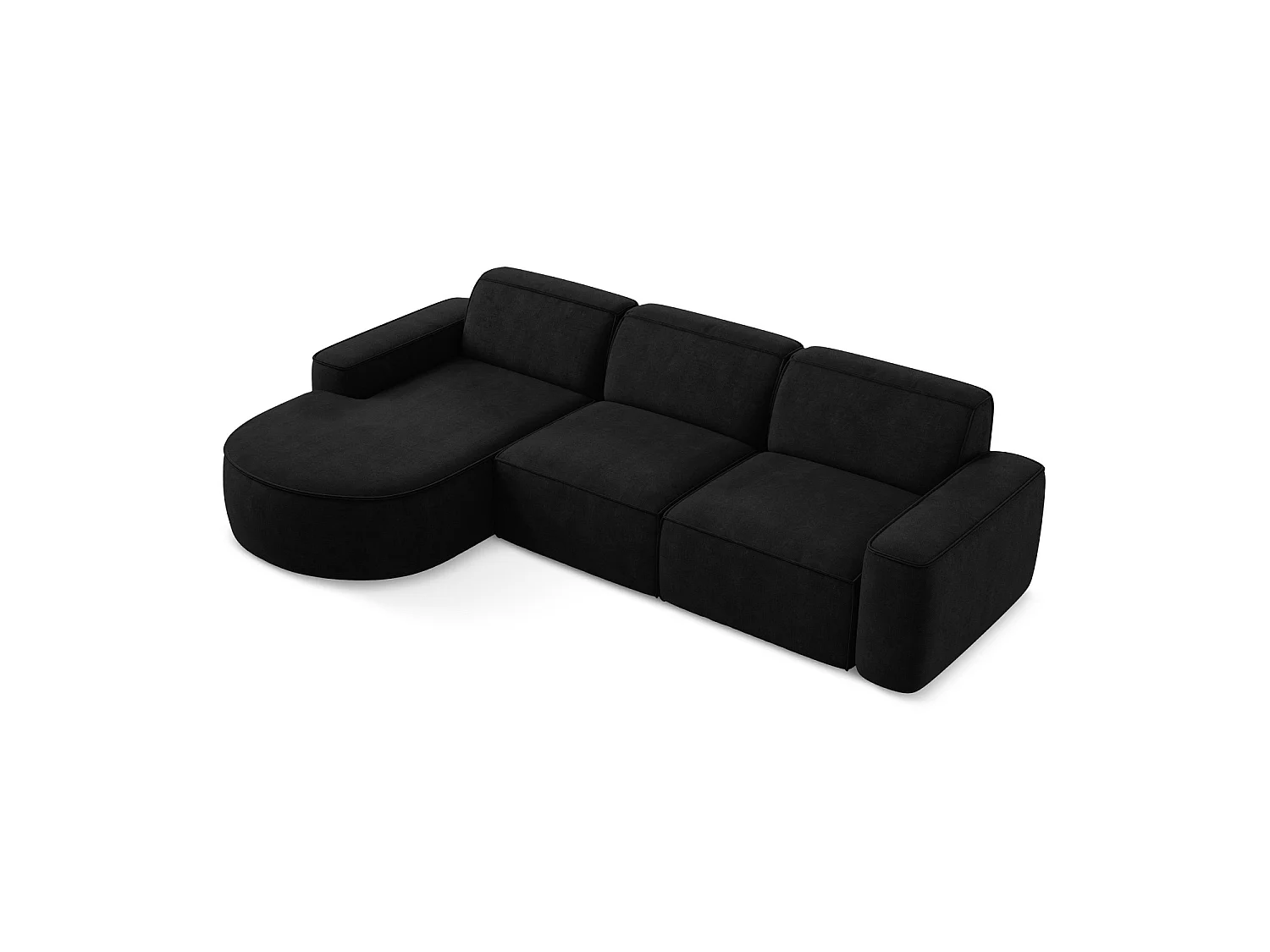 3-Sitzer Modulares Ecksofa - Ecke Links - Chenille - Schwarz - MELISSA