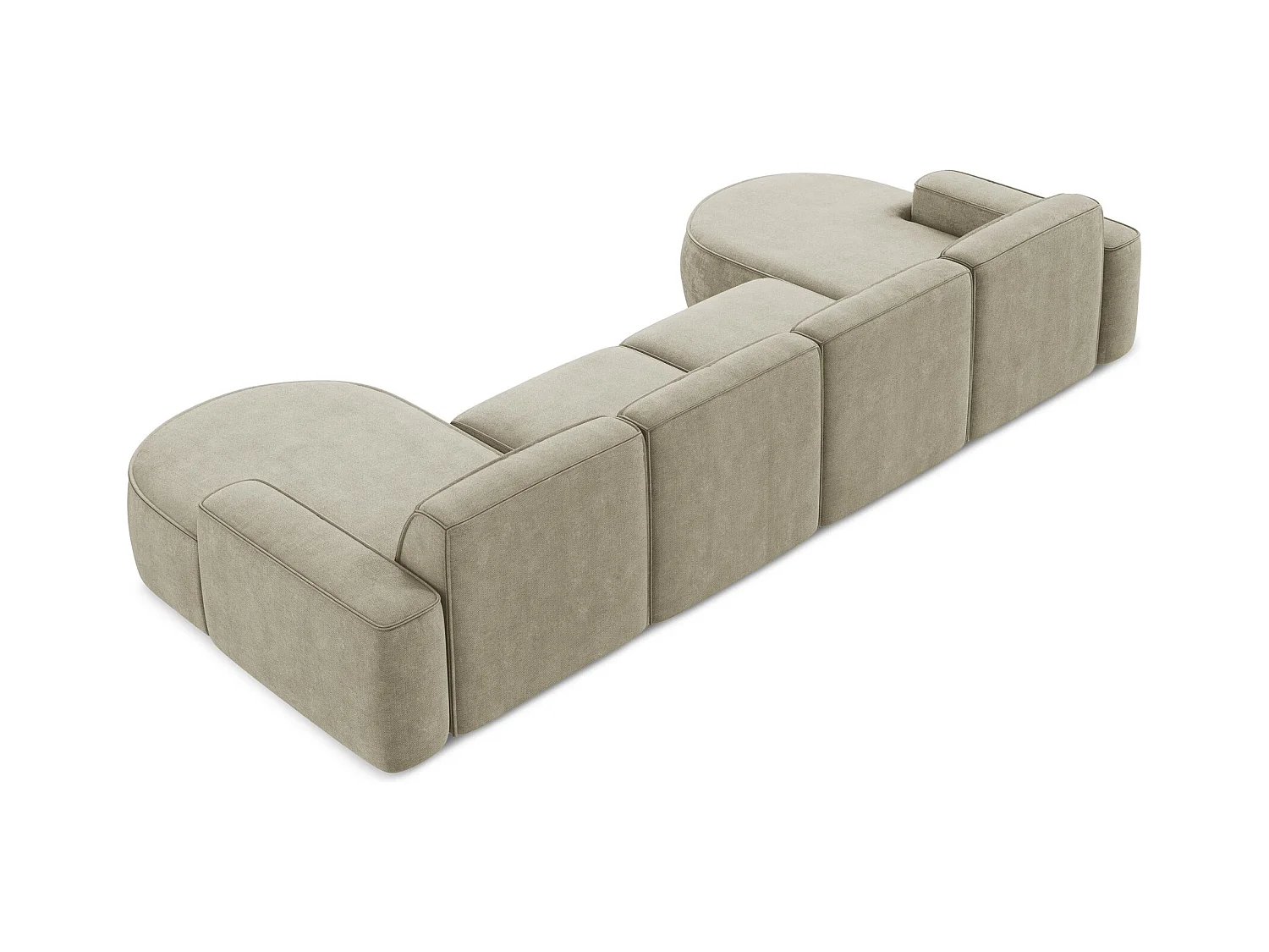 Canapé panoramique 4 places modulaire en tissu chenille - beige - OMAO