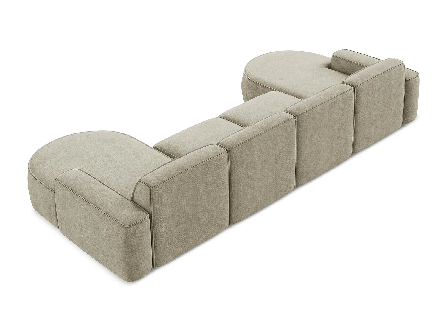 Canapé panoramique 4 places modulaire en tissu chenille - beige - OMAO