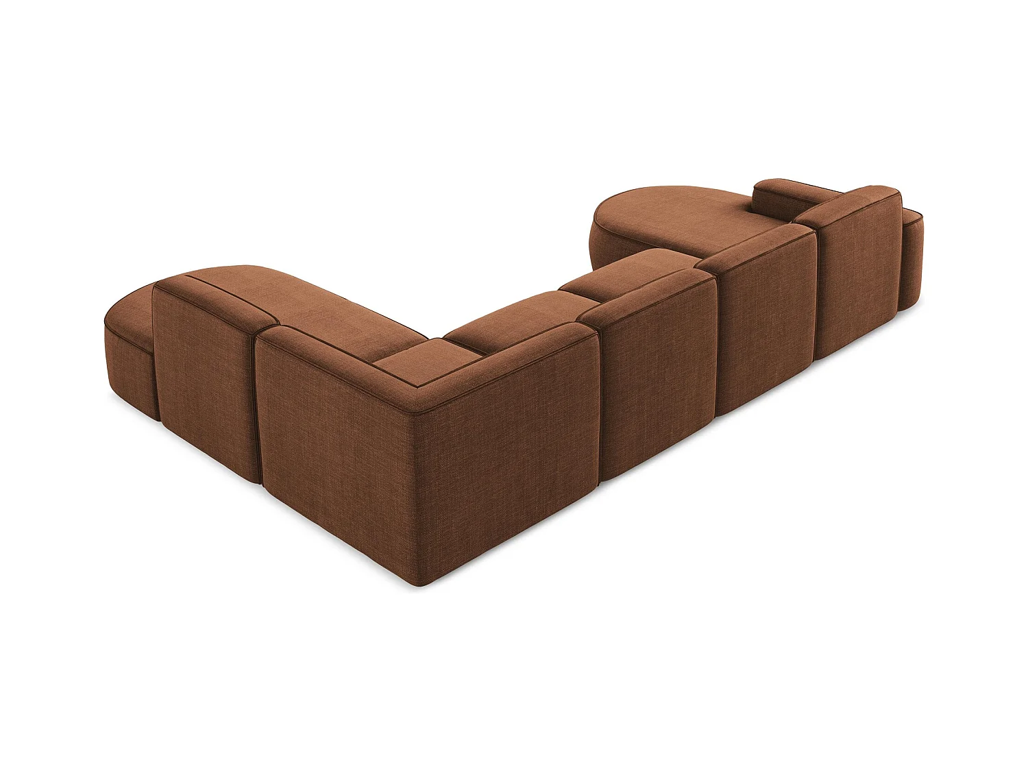 Canapé panoramique 5 places modulaire en tissu texturé - terre cuite - OMAO