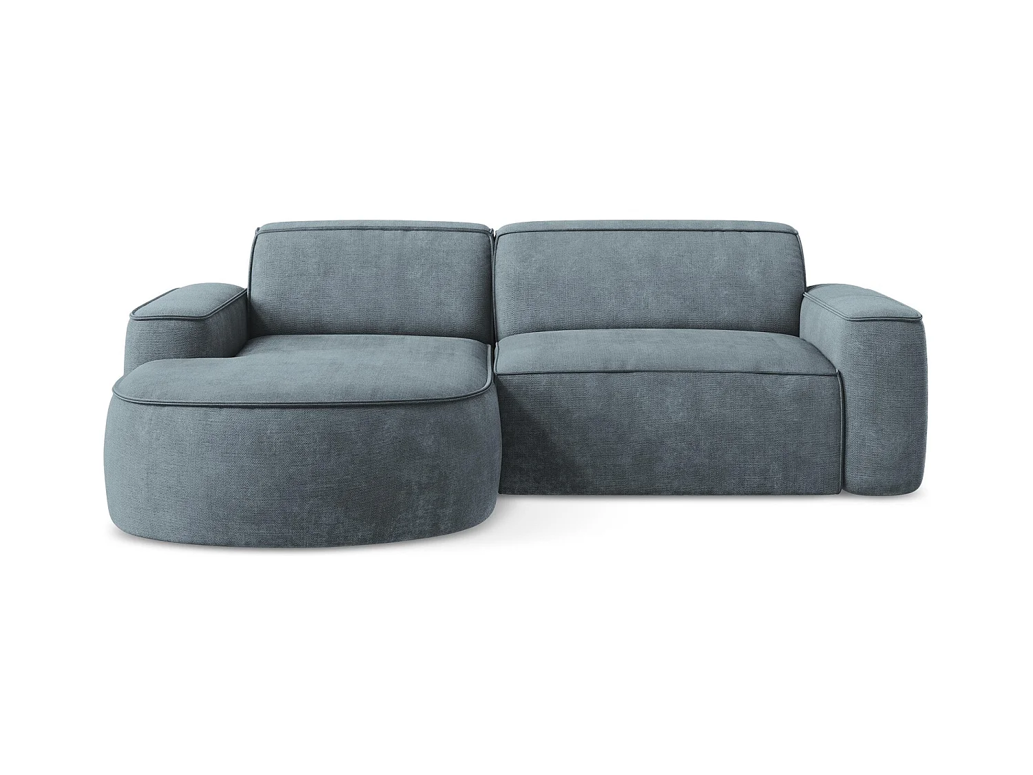 Canapé d'angle 2,5 places modulaire gauche en tissu chenille - jeans - OMAO