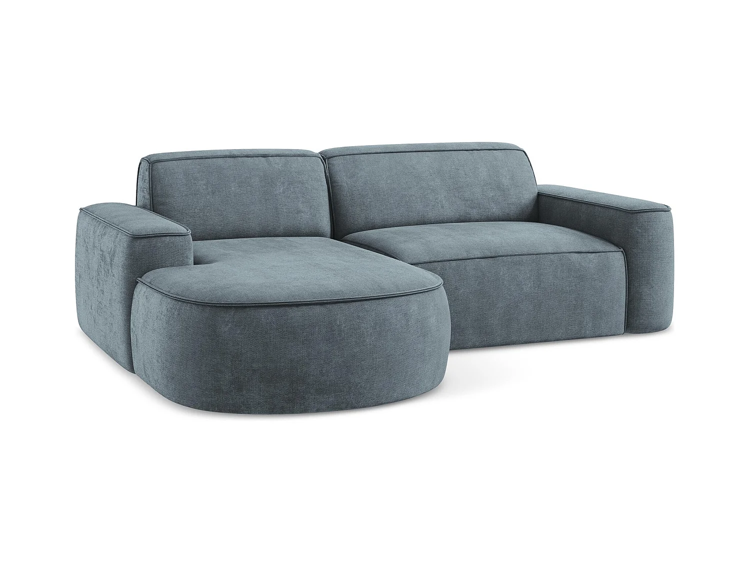 Canapé d'angle 2,5 places modulaire gauche en tissu chenille - jeans - OMAO