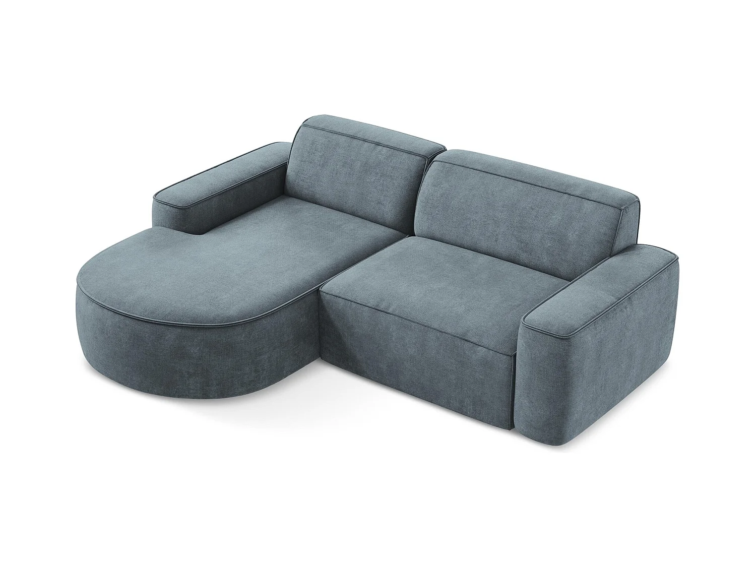 Canapé d'angle 2,5 places modulaire gauche en tissu chenille - jeans - OMAO