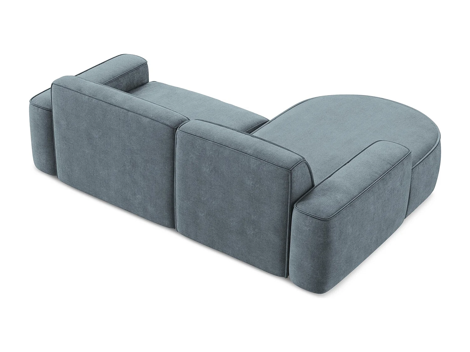 Canapé d'angle 2,5 places modulaire gauche en tissu chenille - jeans - OMAO