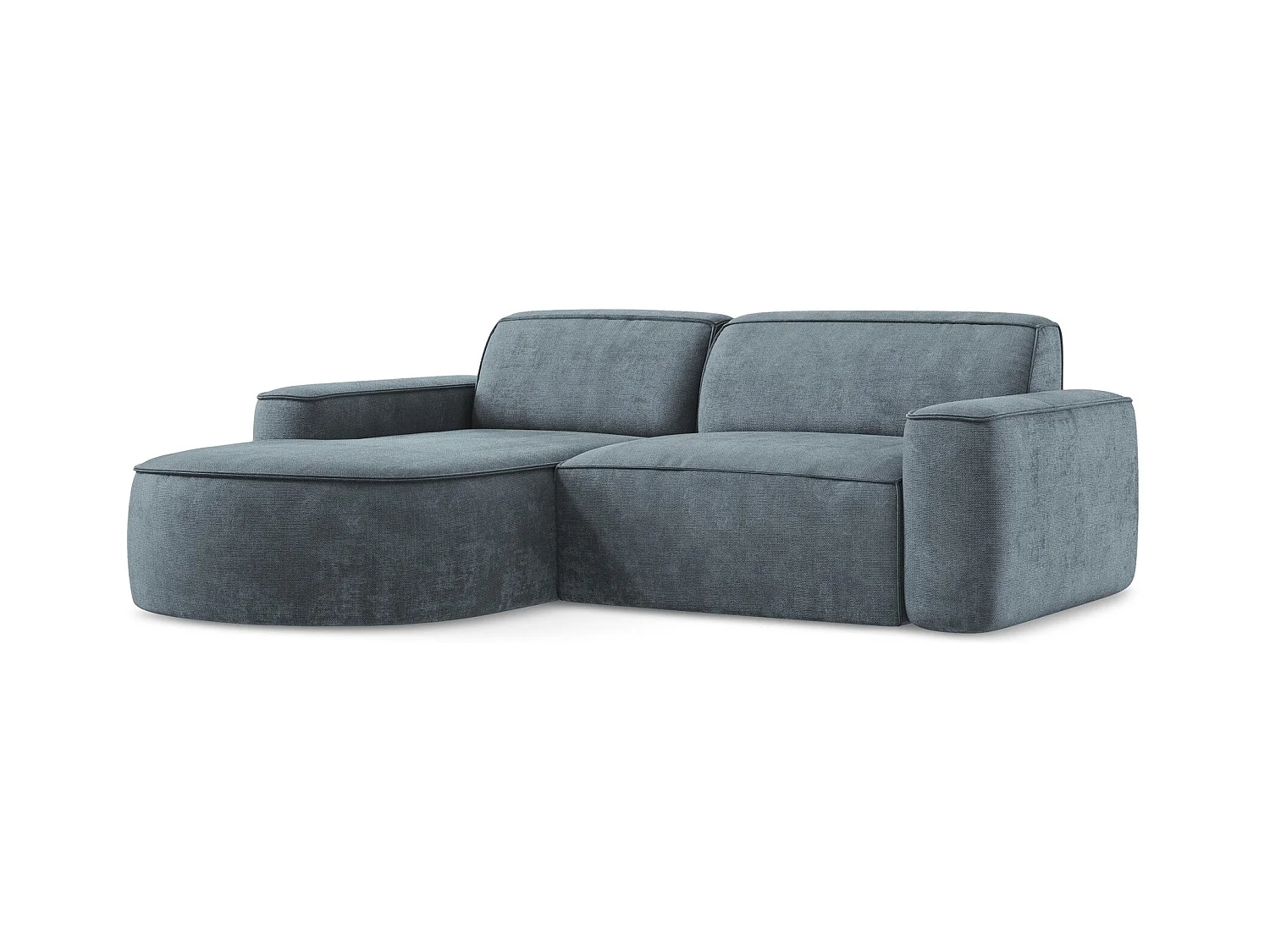 Canapé d'angle 2,5 places modulaire gauche en tissu chenille - jeans - OMAO