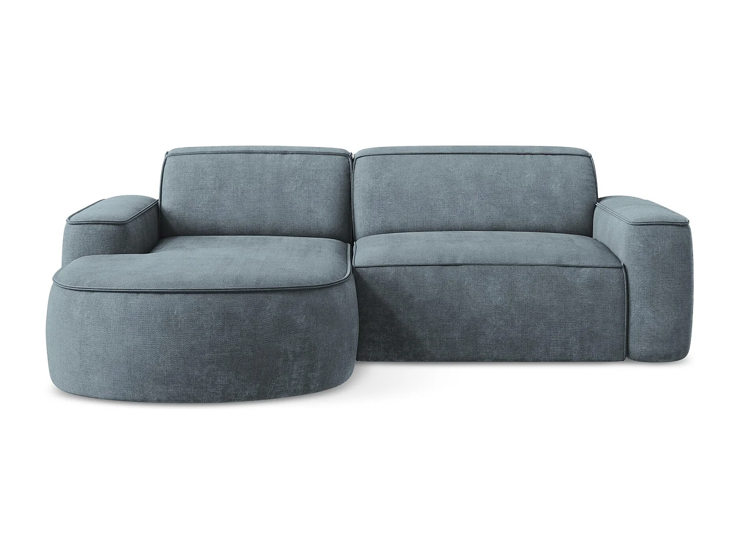 Modulaire hoekbank links van jeans chenille stof - OMAO