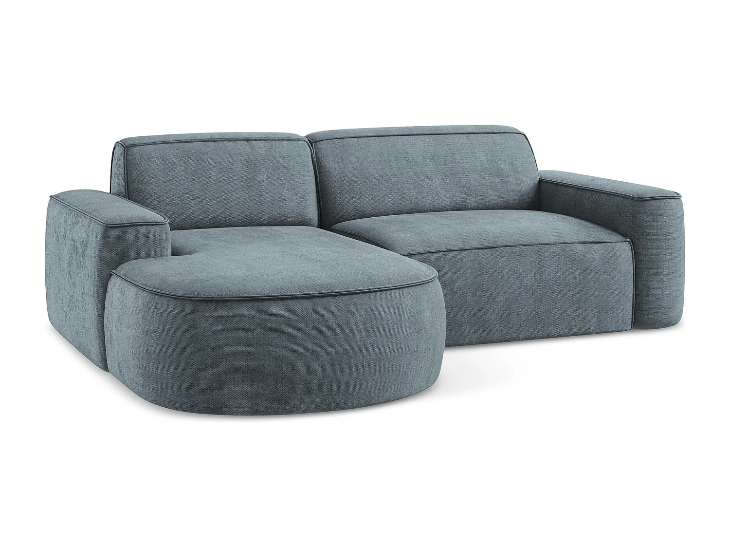 Modulaire hoekbank links van jeans chenille stof - OMAO