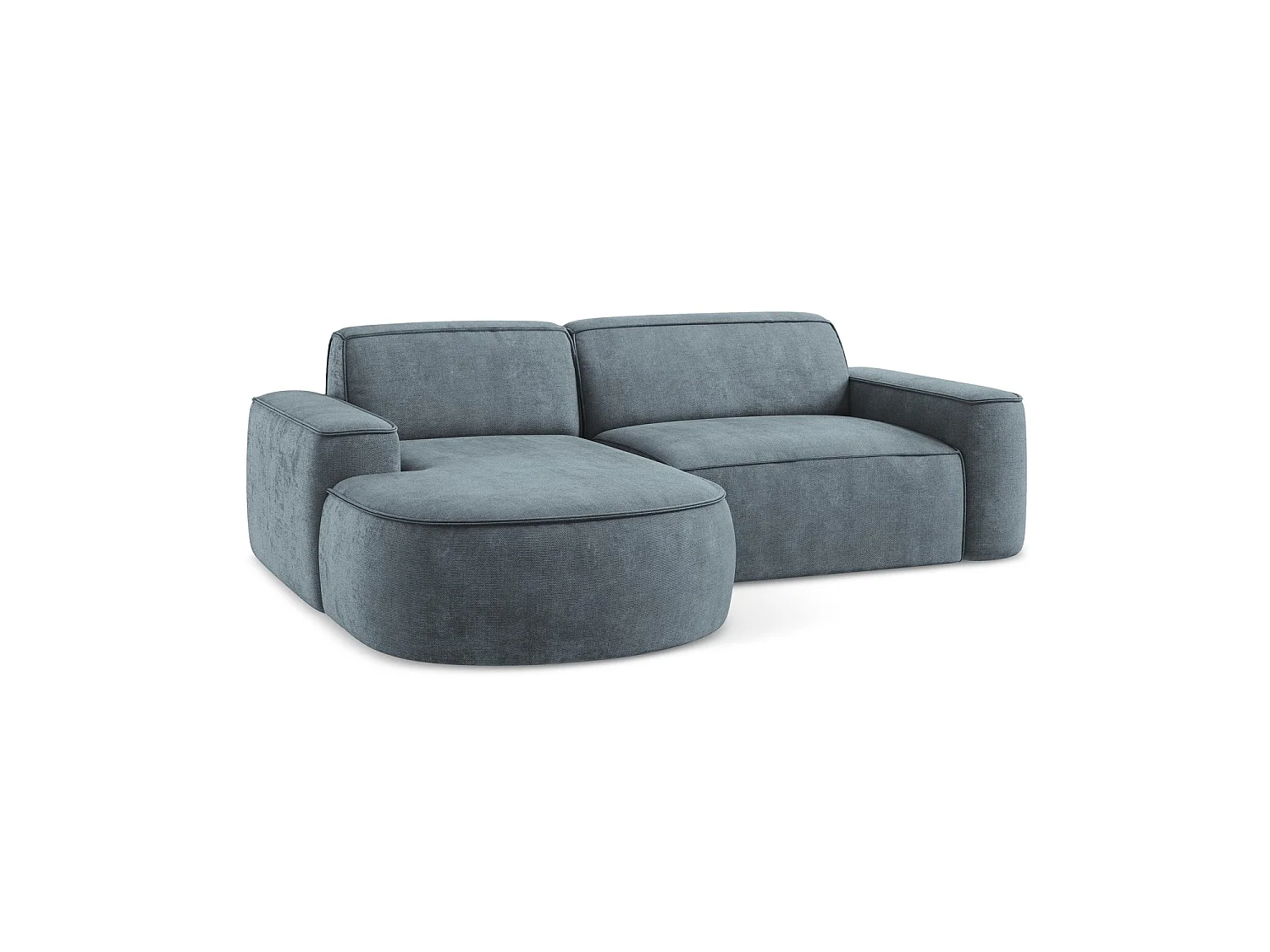 Canapé d'angle 2,5 places modulaire gauche en tissu chenille - jeans - MELISSA