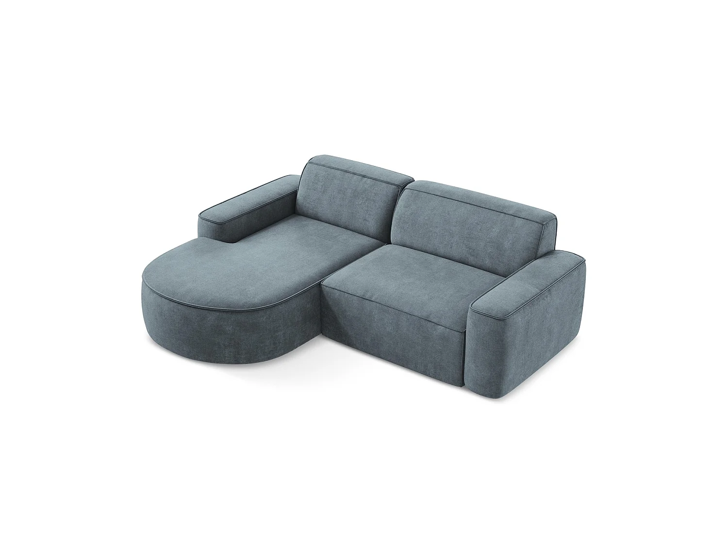 Canapé d'angle 2,5 places modulaire gauche en tissu chenille - jeans - MELISSA