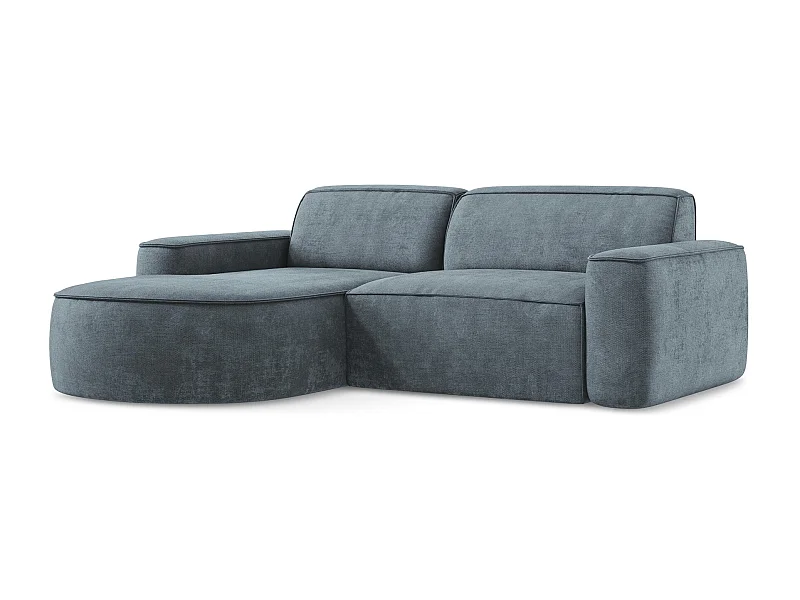 Canapé d'angle 2,5 places modulaire gauche en tissu chenille - jeans - OMAO