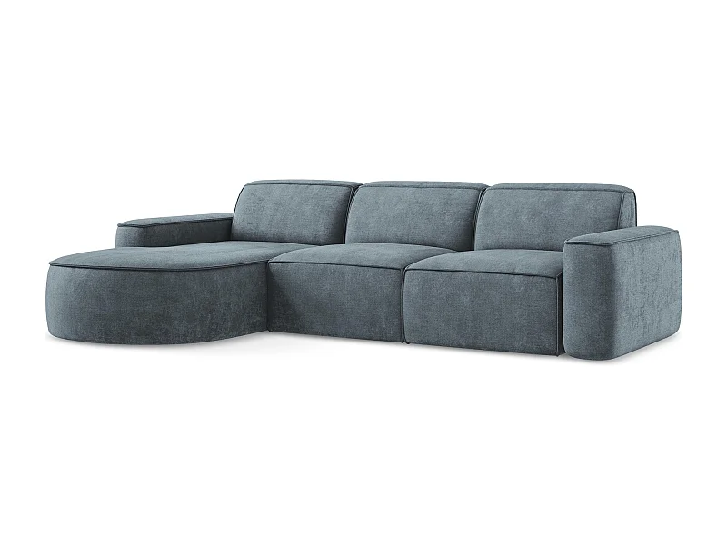 Modulaire hoekbank links van jeans chenille stof - OMAO