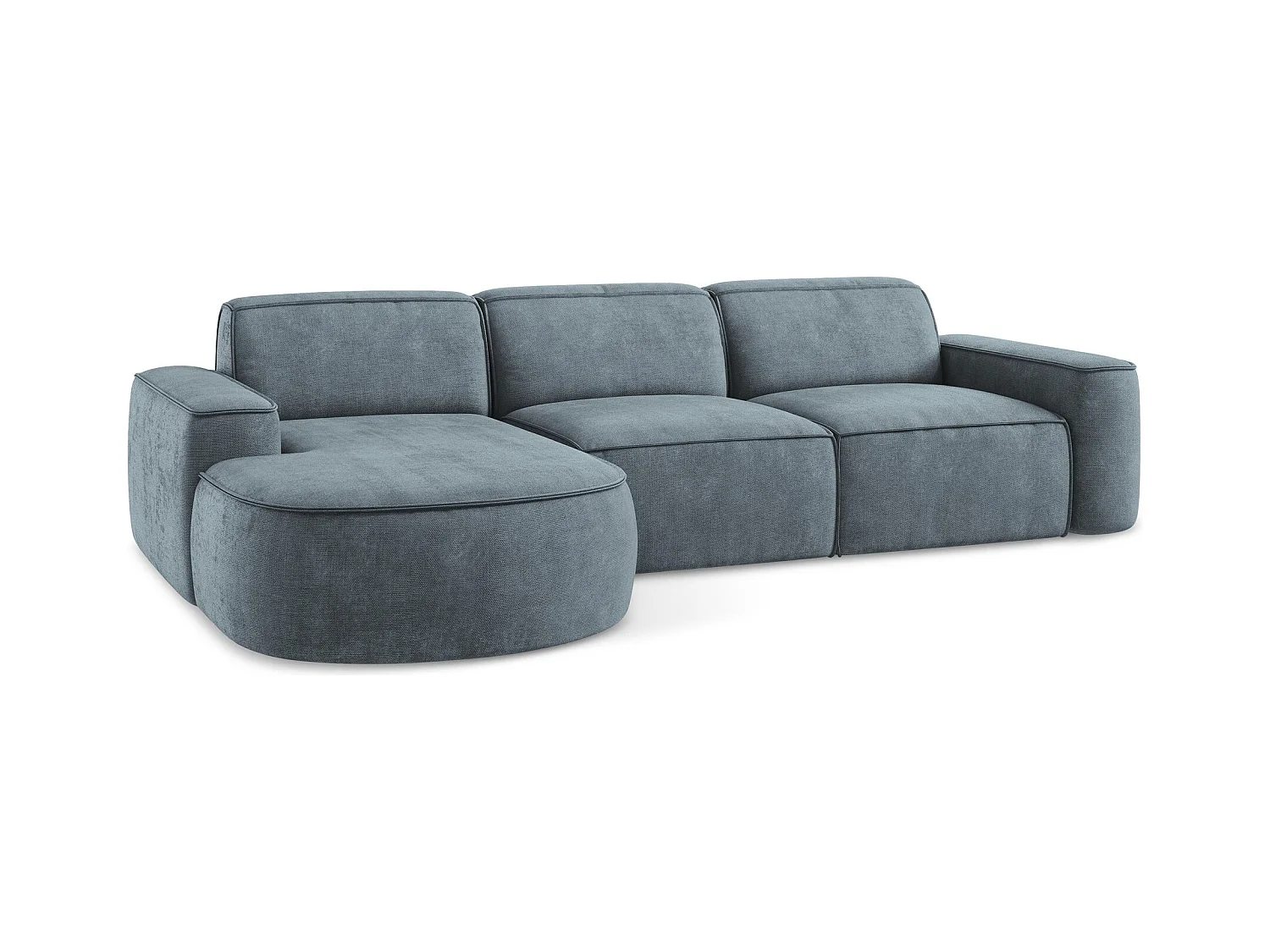 Canapé d'angle 3 places modulaire gauche en tissu chenille - jeans - OMAO