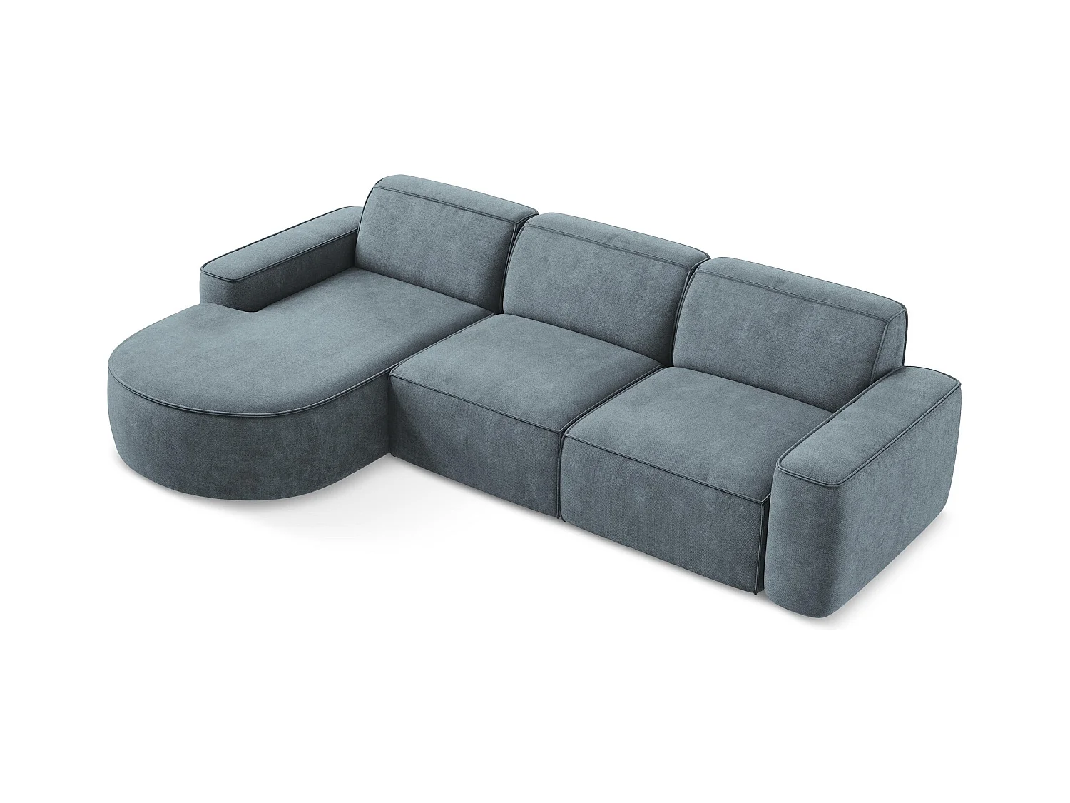 Canapé d'angle 3 places modulaire gauche en tissu chenille - jeans - OMAO