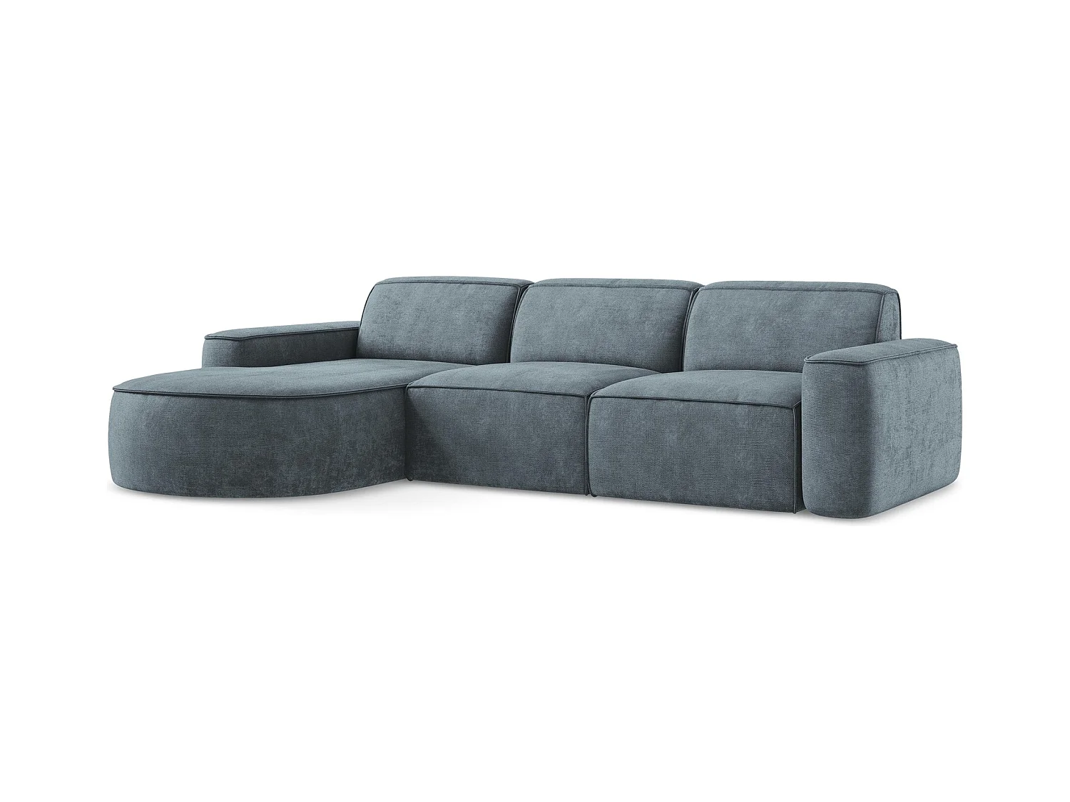 Canapé d'angle 3 places modulaire gauche en tissu chenille - jeans - OMAO