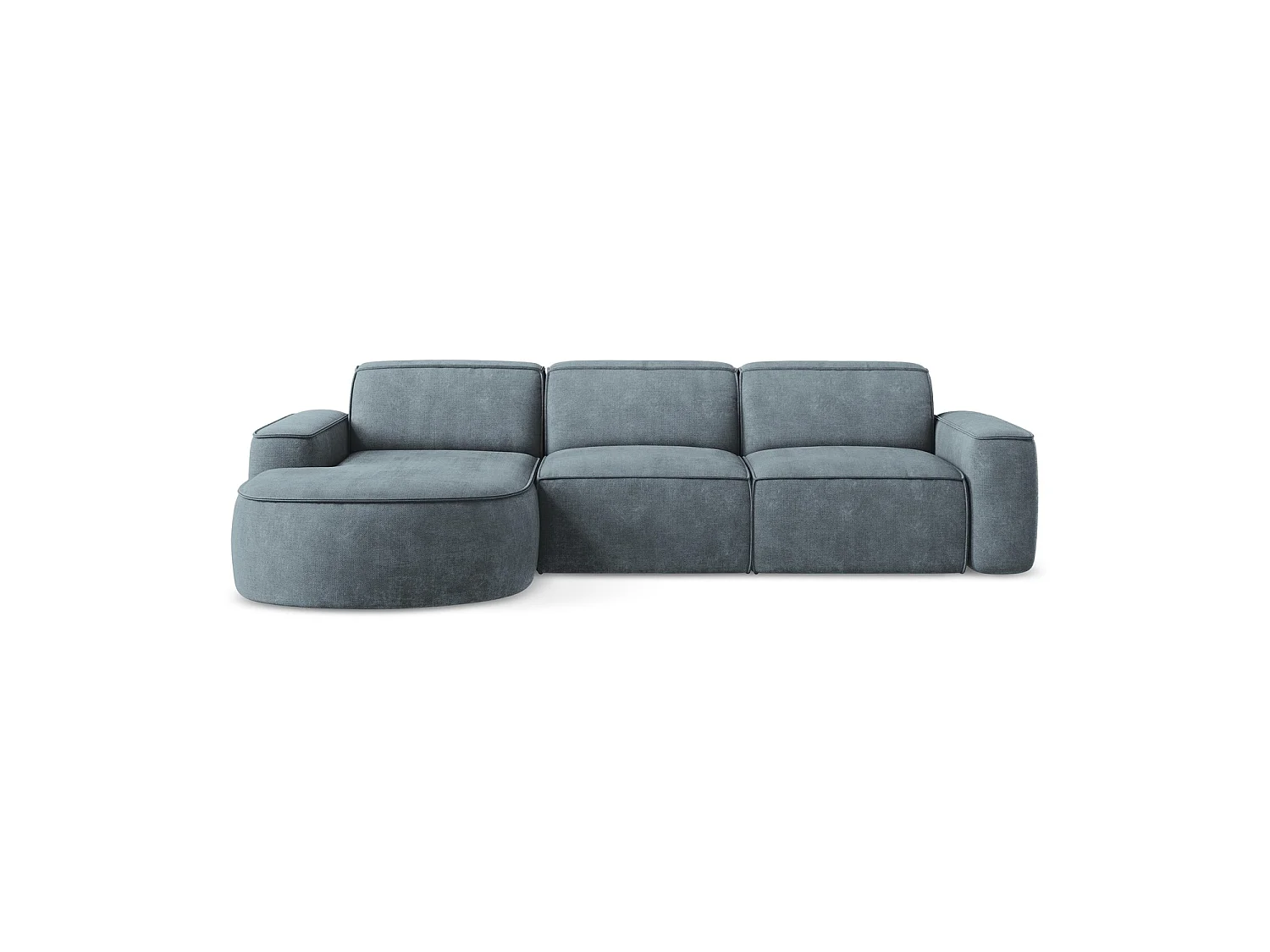 Modulaire hoekbank links van jeans chenille stof - MELISSA