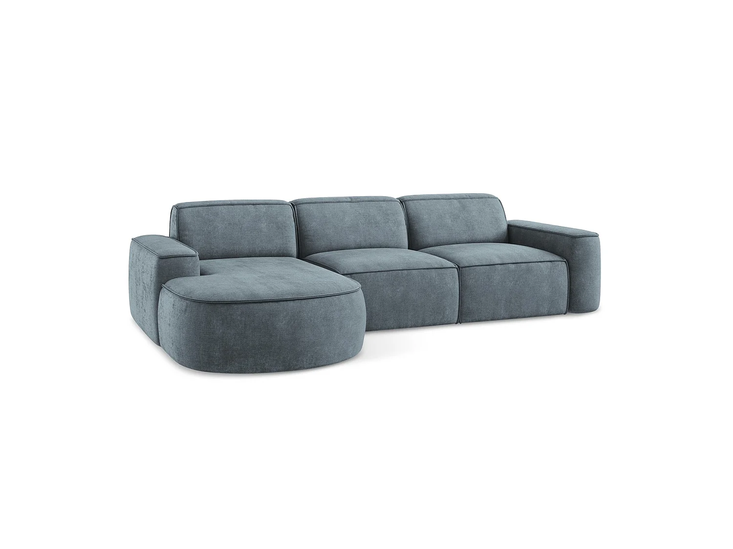Modulaire hoekbank links van jeans chenille stof - MELISSA