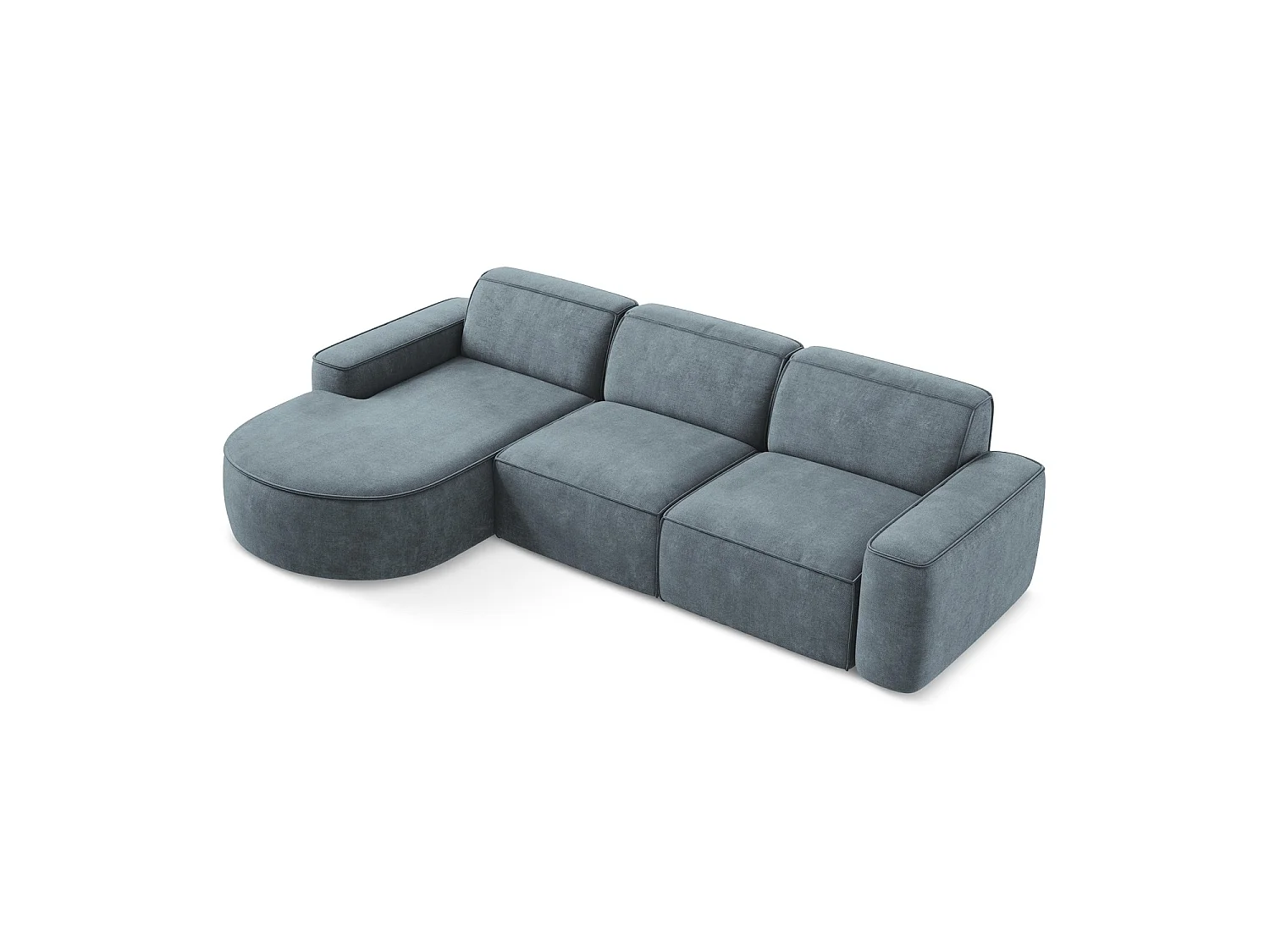 Modulaire hoekbank links van jeans chenille stof - MELISSA