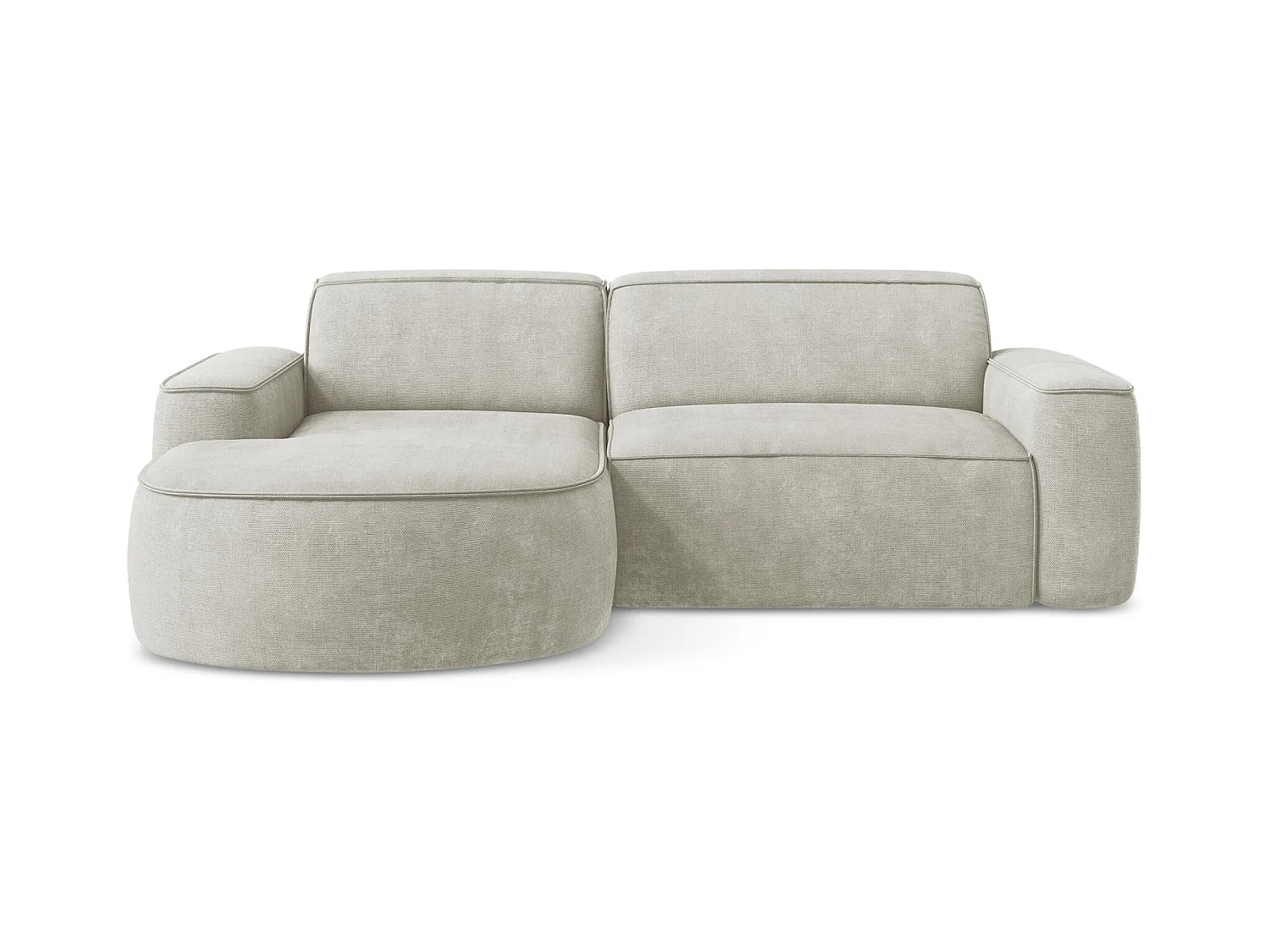 Canapé d'angle 2,5 places modulaire gauche en tissu chenille - perle - OMAO