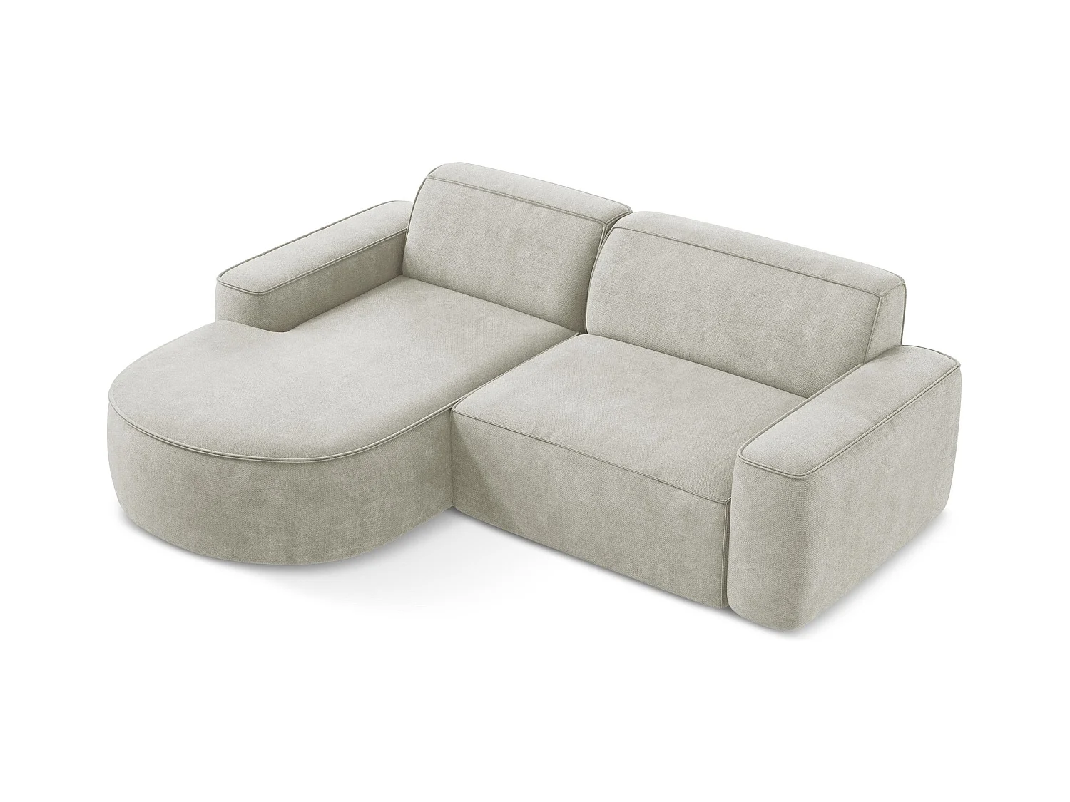 Canapé d'angle 2,5 places modulaire gauche en tissu chenille - perle - OMAO