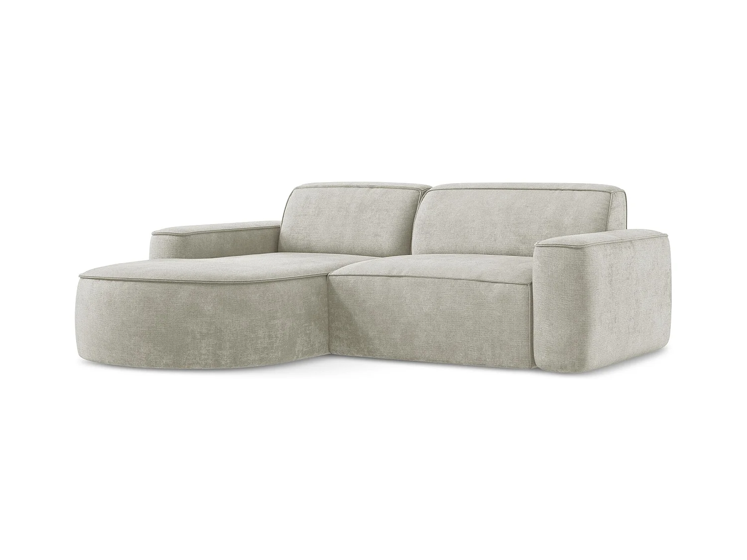 Canapé d'angle 2,5 places modulaire gauche en tissu chenille - perle - OMAO