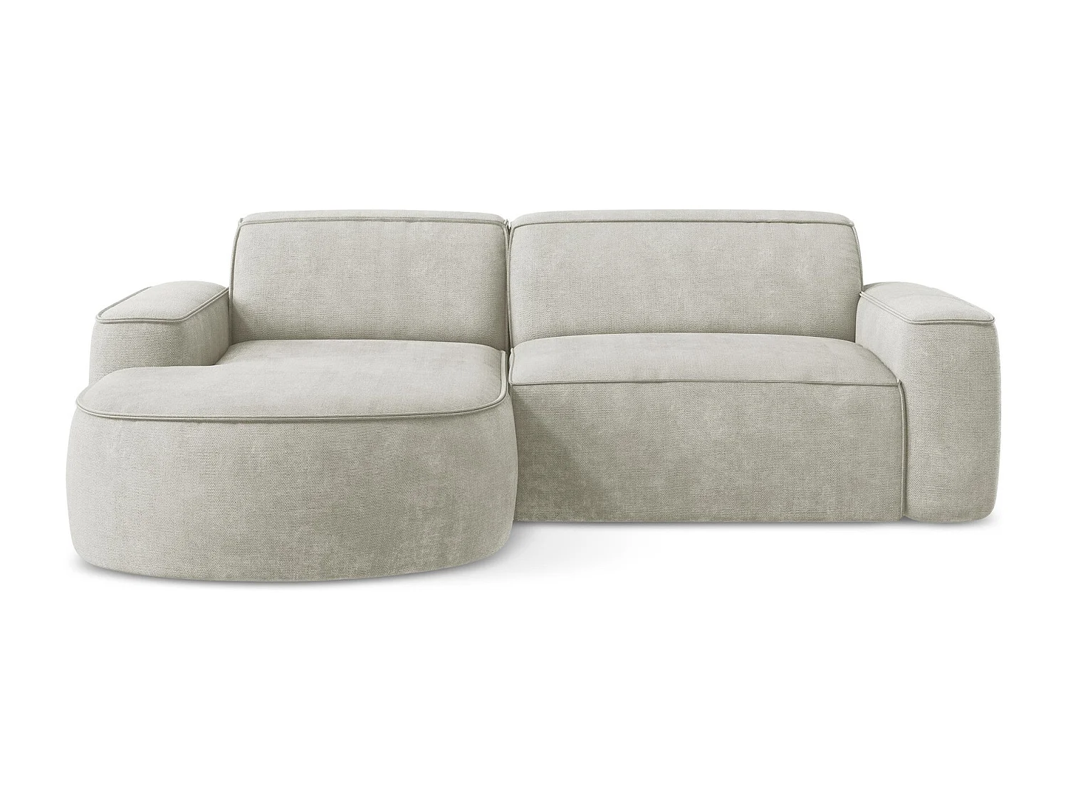 Canapé d'angle 2,5 places modulaire gauche en tissu chenille - perle - OMAO