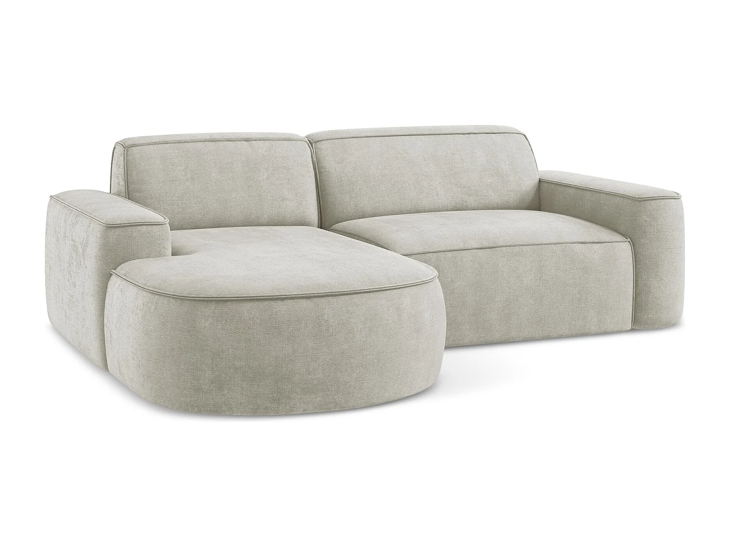 Canapé d'angle 2,5 places modulaire gauche en tissu chenille - perle - OMAO