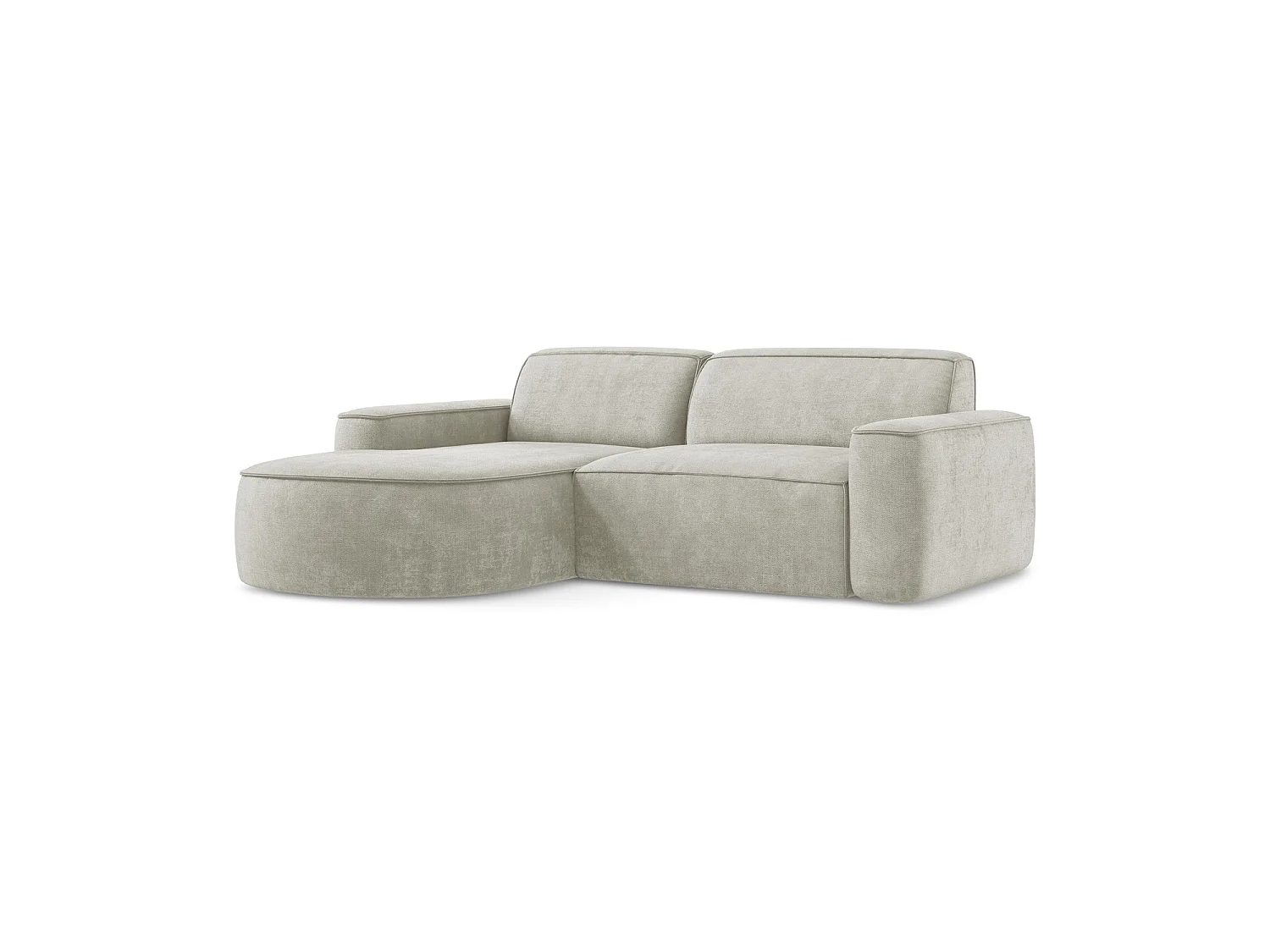 Canapé d'angle 2,5 places modulaire gauche en tissu chenille - perle - MELISSA