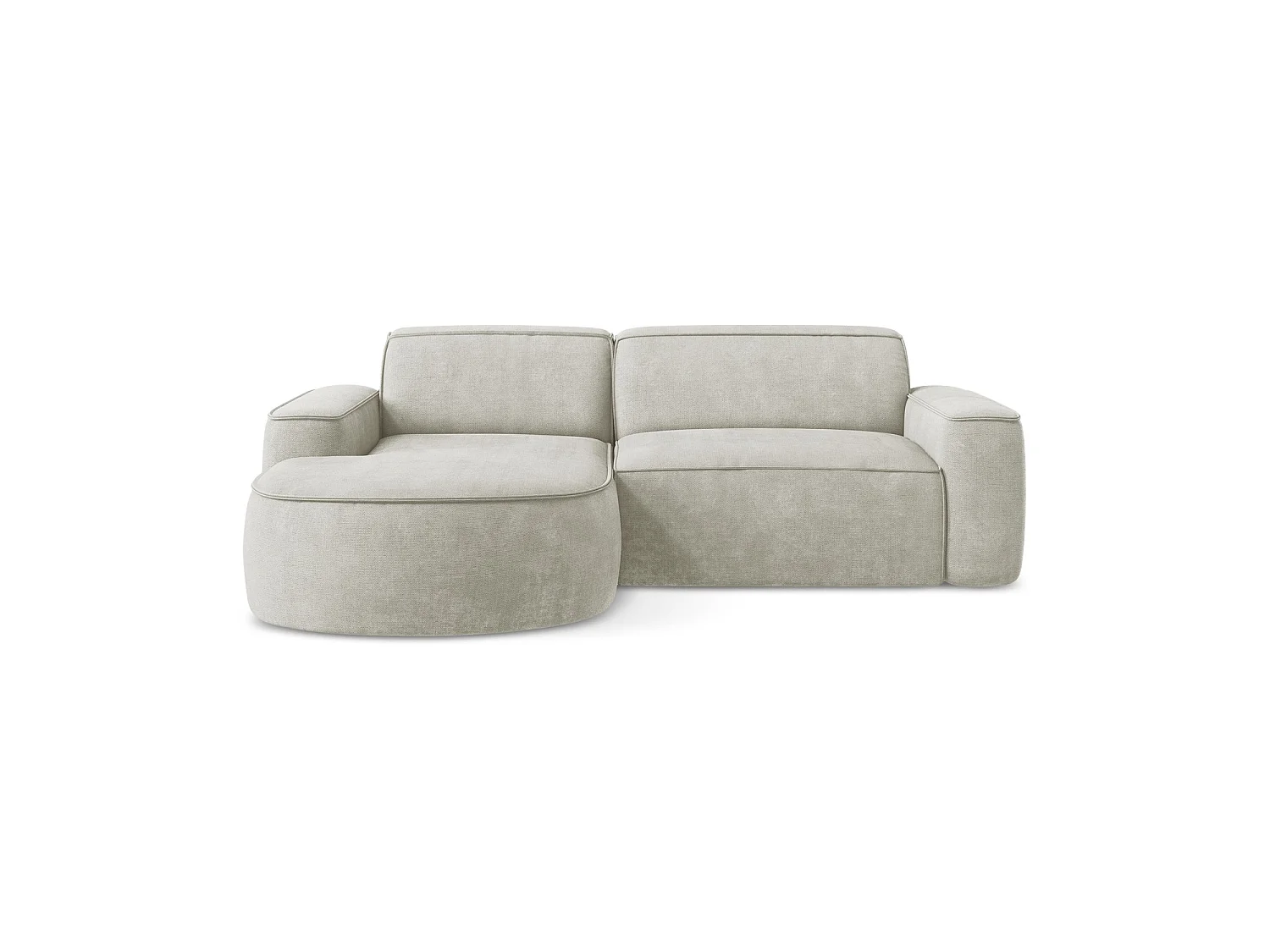 Canapé d'angle 2,5 places modulaire gauche en tissu chenille - perle - MELISSA