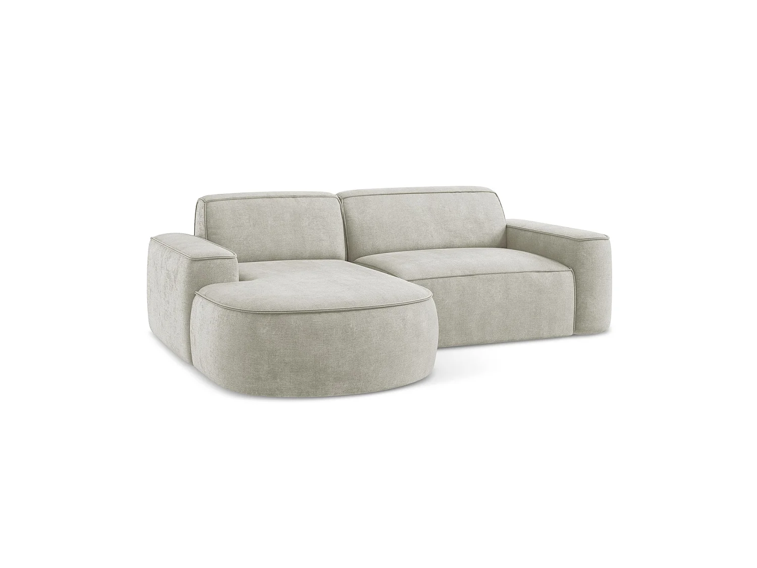 Canapé d'angle 2,5 places modulaire gauche en tissu chenille - perle - MELISSA