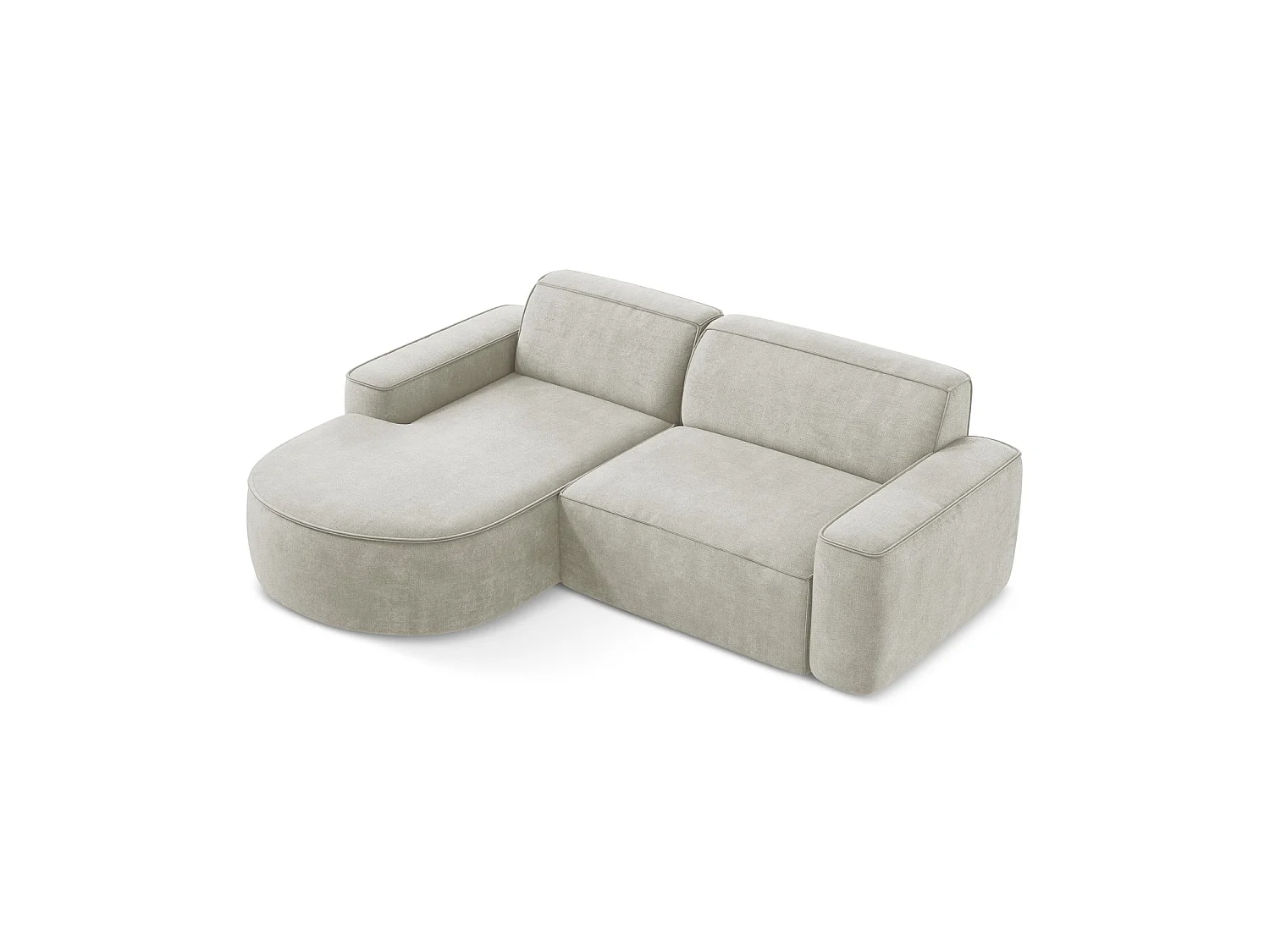 Canapé d'angle 2,5 places modulaire gauche en tissu chenille - perle - MELISSA