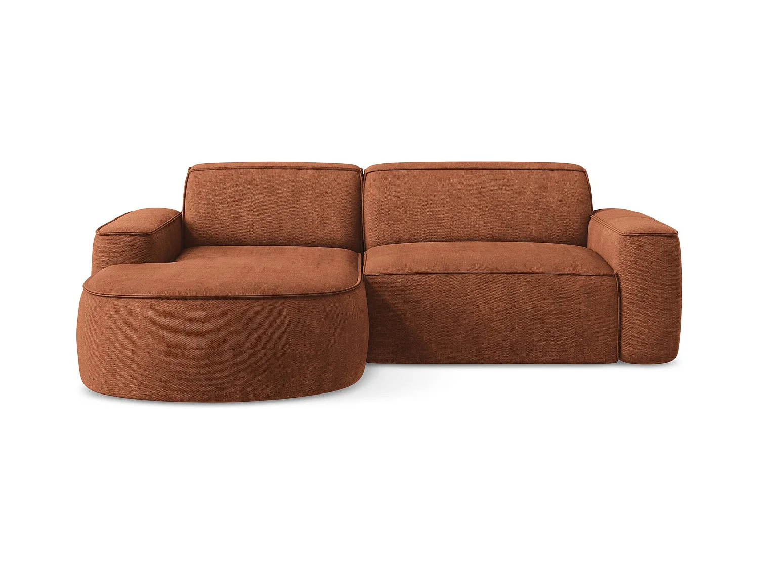 Canapé d'angle 2,5 places modulaire gauche en tissu chenille - terre cuite - OMAO