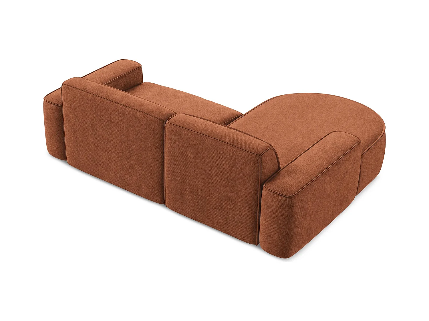 Canapé d'angle 2,5 places modulaire gauche en tissu chenille - terre cuite - OMAO