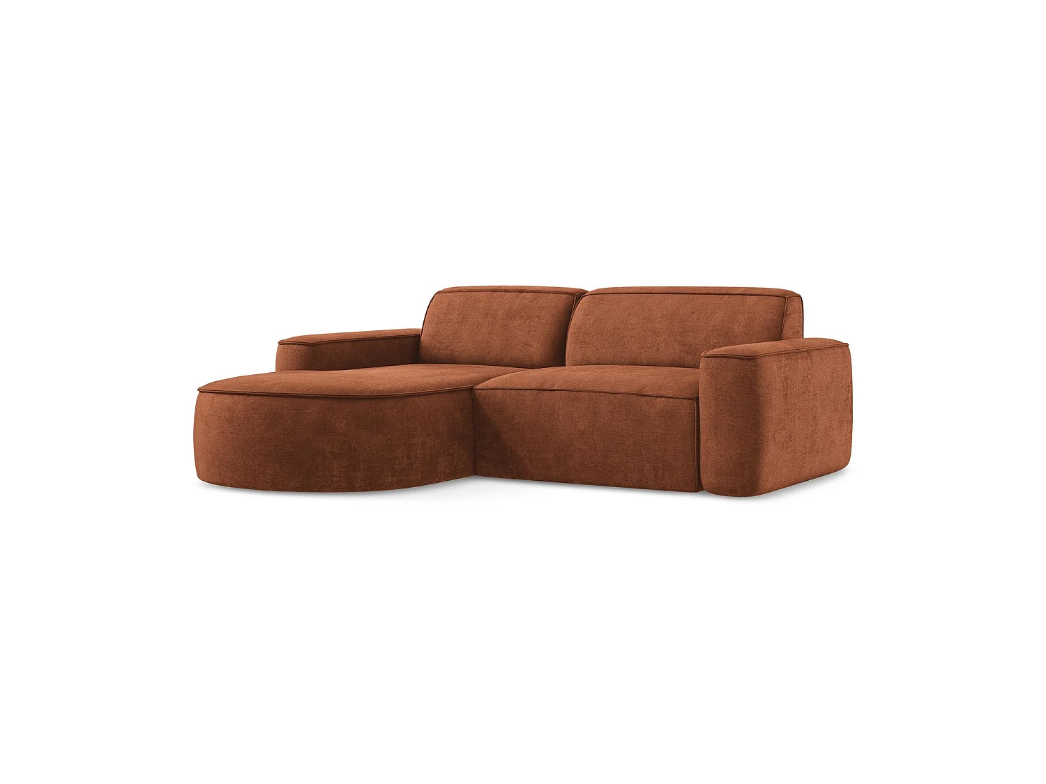 Modulaire hoekbank links van terracotta chenille stof - MELISSA