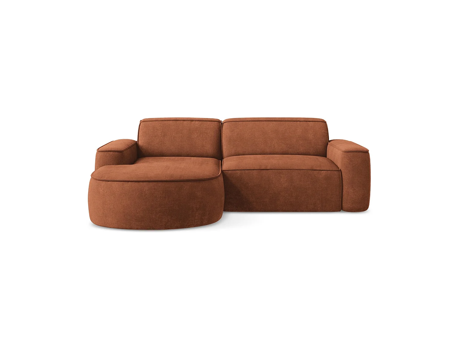 Modulaire hoekbank links van terracotta chenille stof - MELISSA