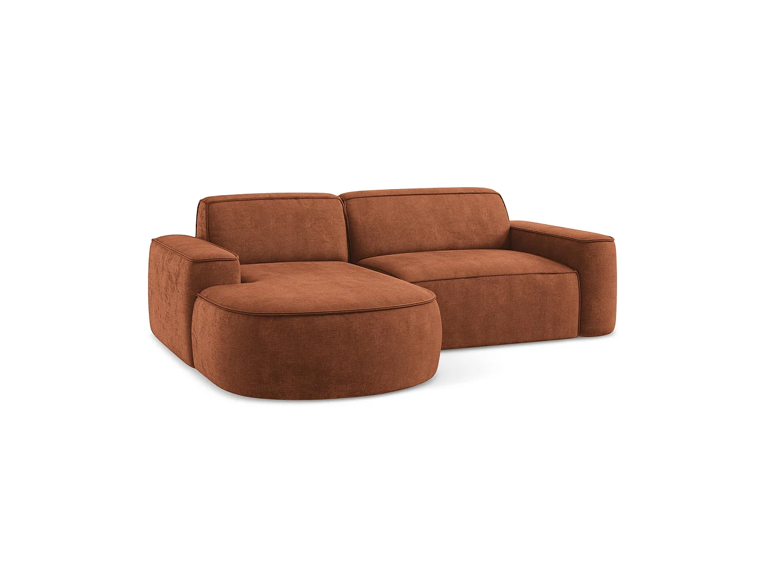 Modulaire hoekbank links van terracotta chenille stof - MELISSA