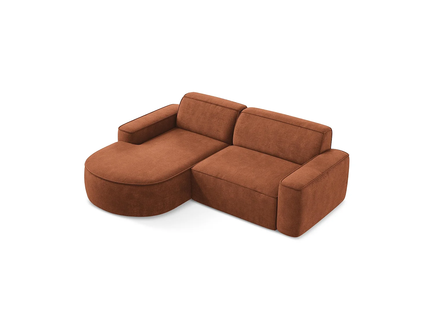 Modulaire hoekbank links van terracotta chenille stof - MELISSA