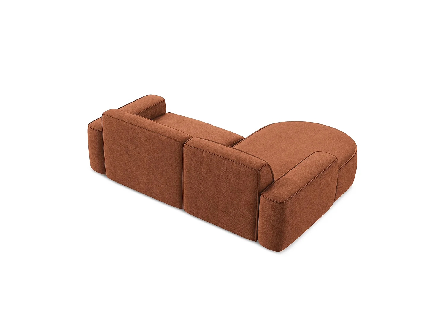 Modulaire hoekbank links van terracotta chenille stof - MELISSA