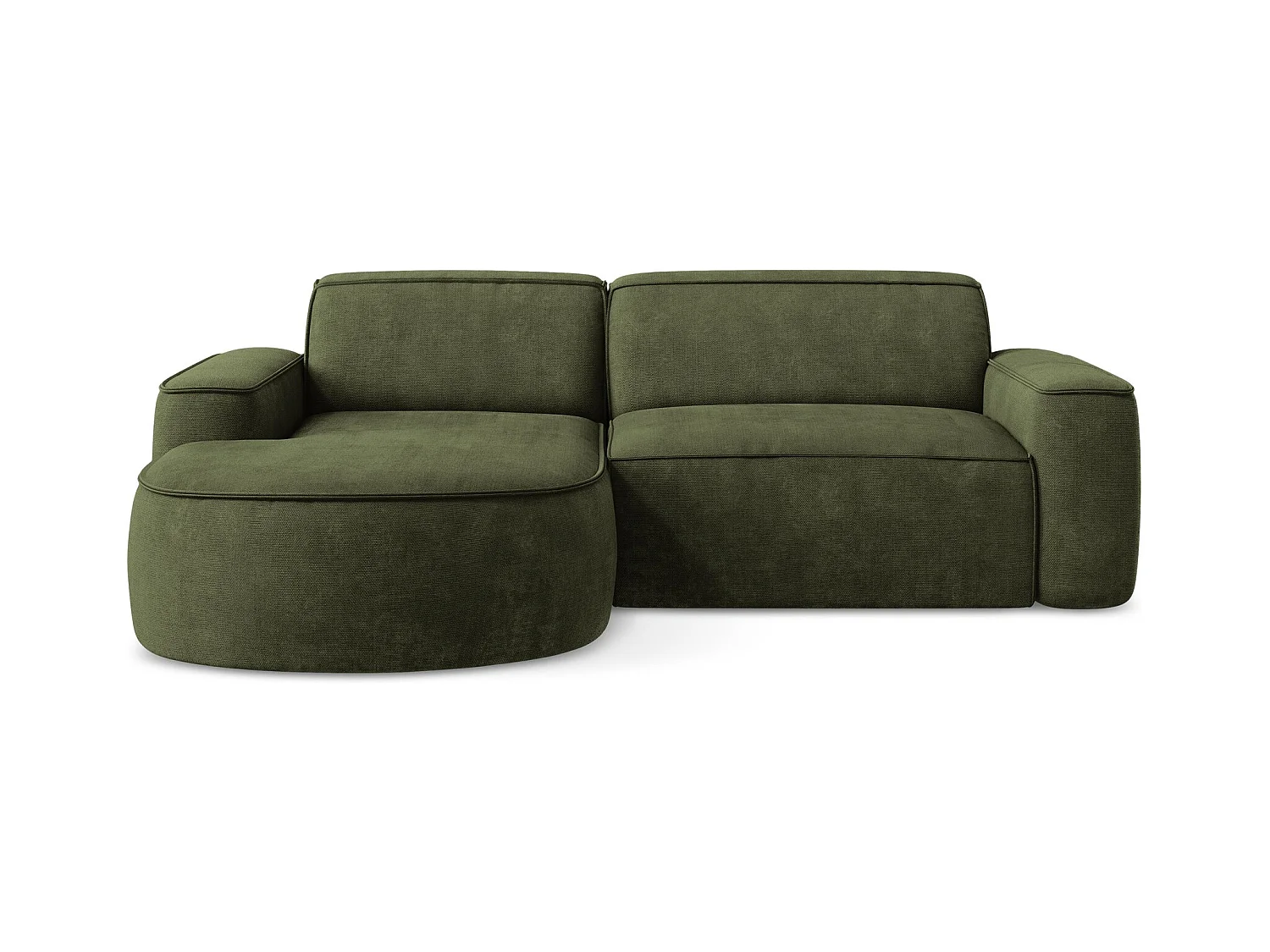 Canapé d'angle 2,5 places modulaire gauche en tissu chenille - olive - OMAO