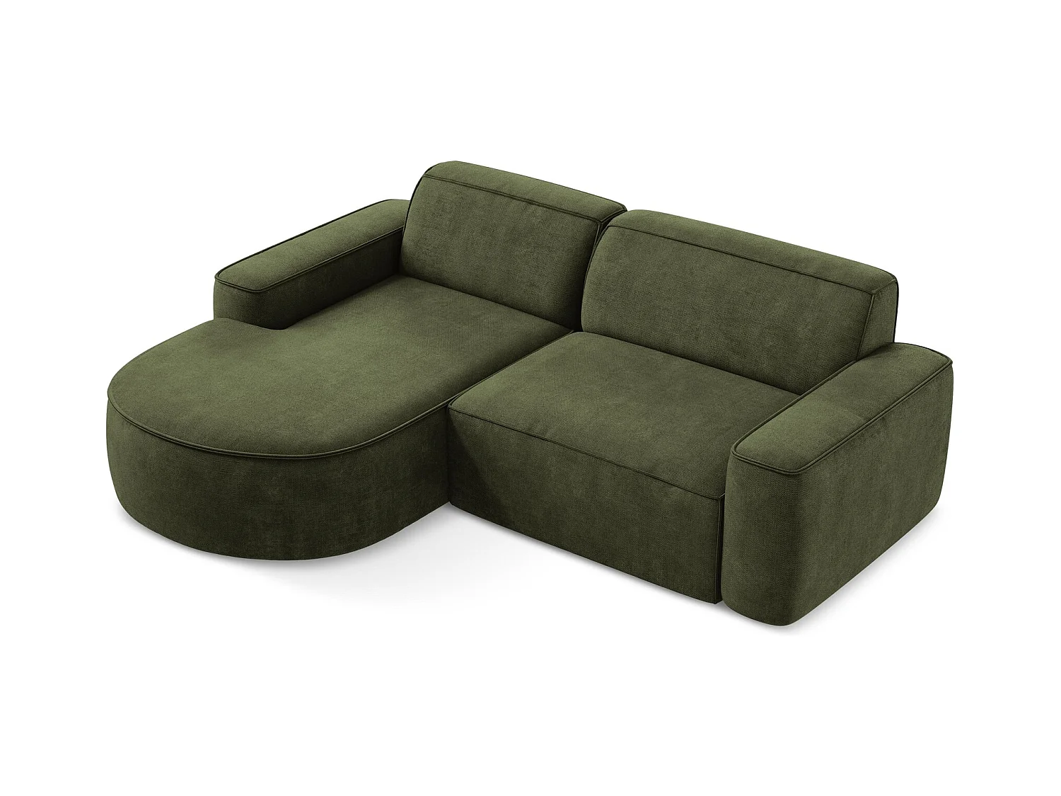 Canapé d'angle 2,5 places modulaire gauche en tissu chenille - olive - OMAO