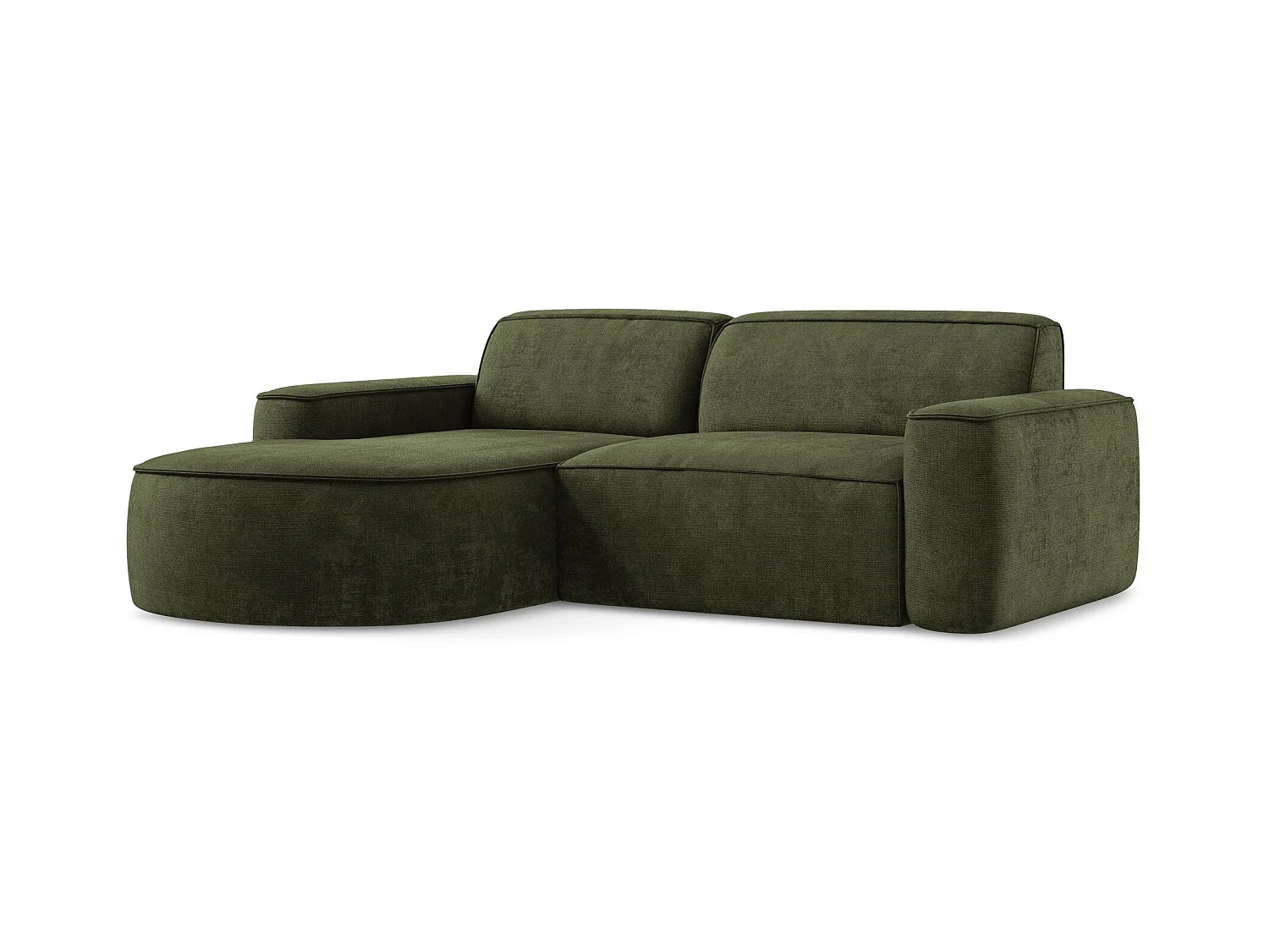 Canapé d'angle 2,5 places modulaire gauche en tissu chenille - olive - OMAO