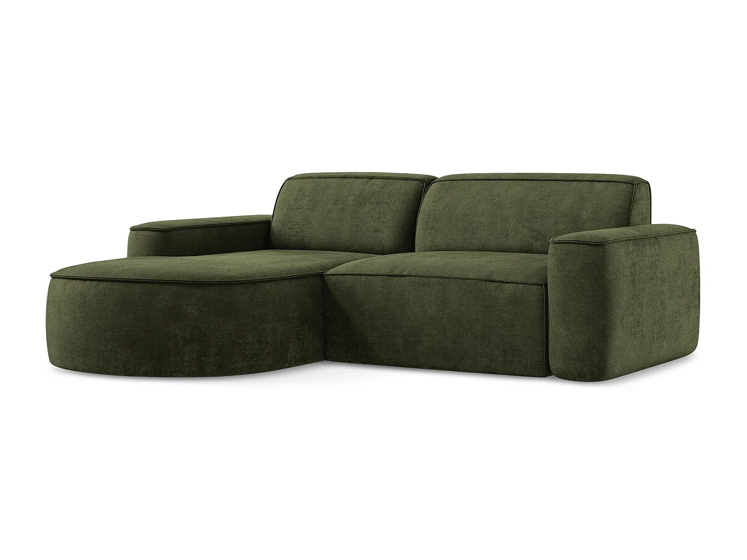 Canapé d'angle 2,5 places modulaire gauche en tissu chenille - olive - OMAO