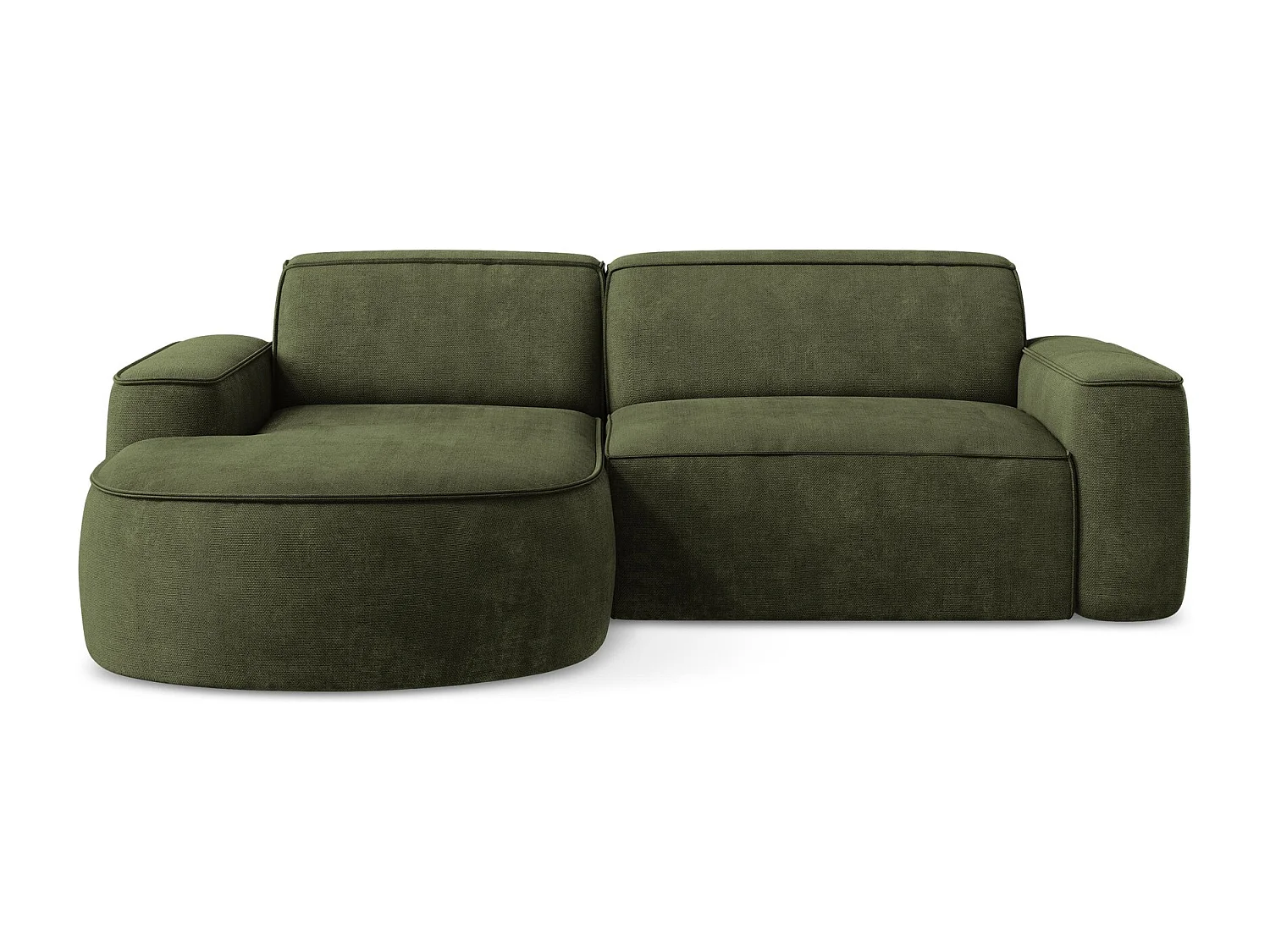 Canapé d'angle 2,5 places modulaire gauche en tissu chenille - olive - OMAO