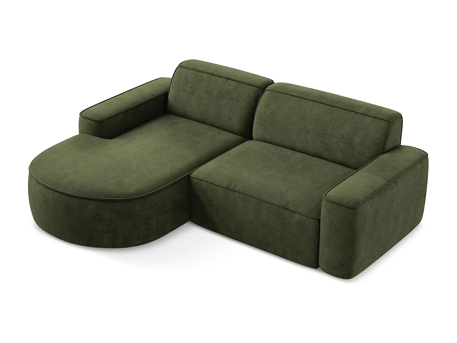 Canapé d'angle 2,5 places modulaire gauche en tissu chenille - olive - OMAO