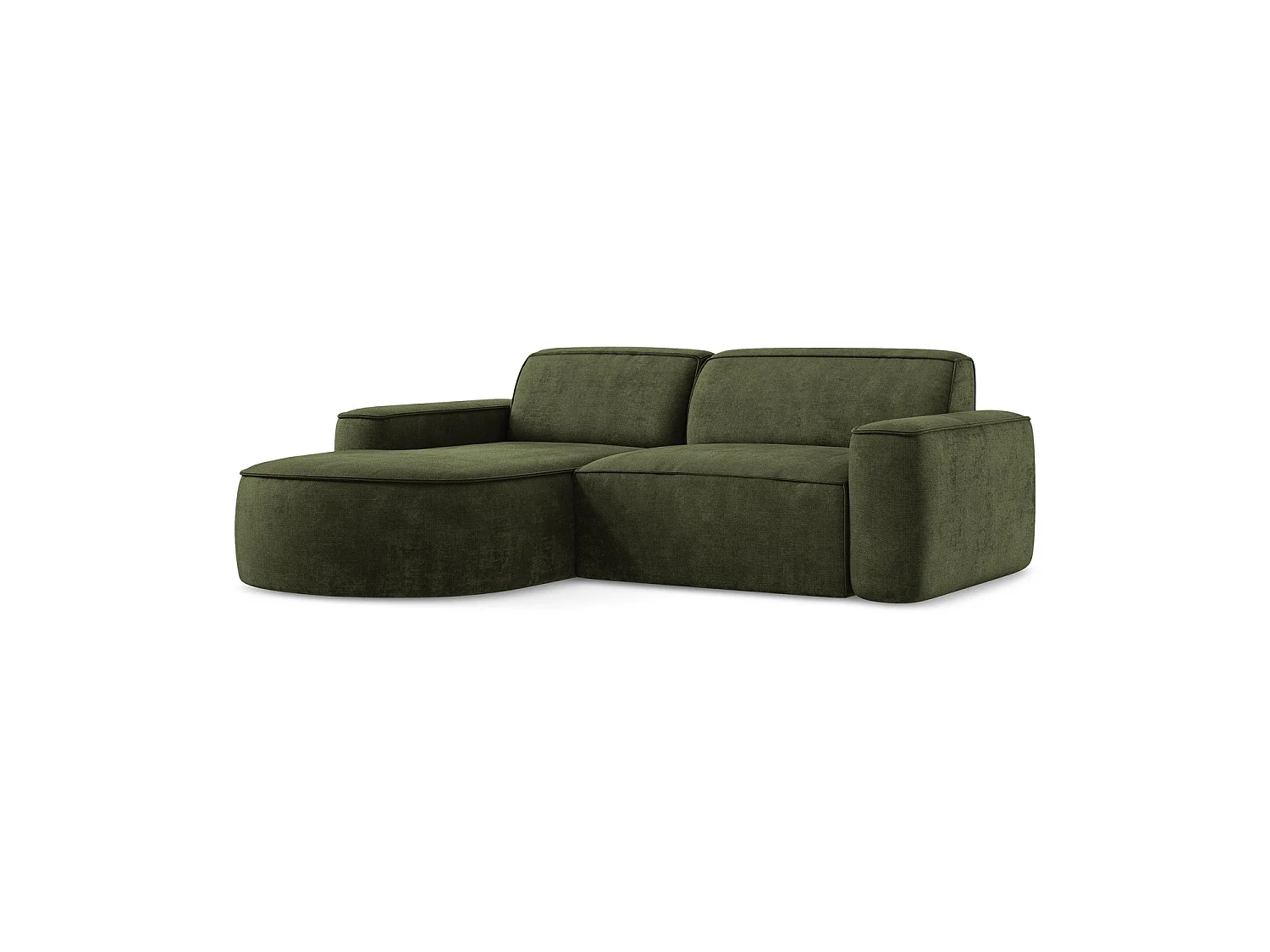 Canapé d'angle 2,5 places modulaire gauche en tissu chenille - olive - MELISSA