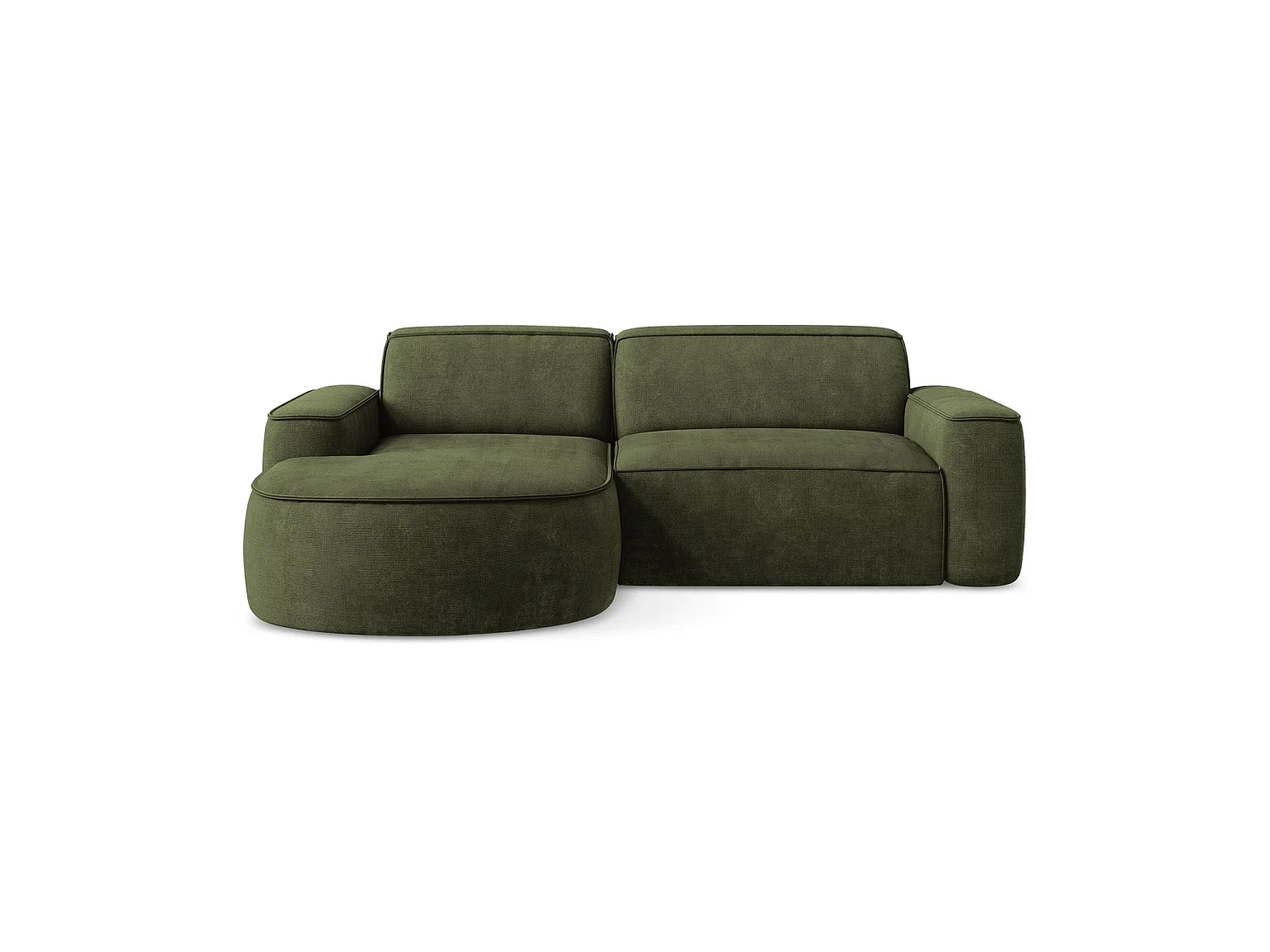 Canapé d'angle 2,5 places modulaire gauche en tissu chenille - olive - MELISSA