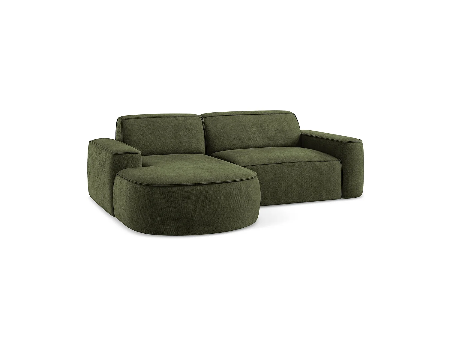Canapé d'angle 2,5 places modulaire gauche en tissu chenille - olive - MELISSA
