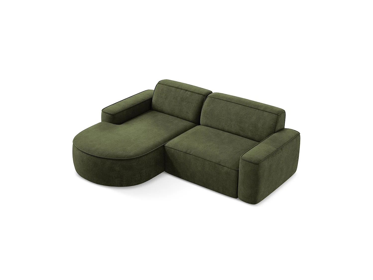 Canapé d'angle 2,5 places modulaire gauche en tissu chenille - olive - MELISSA