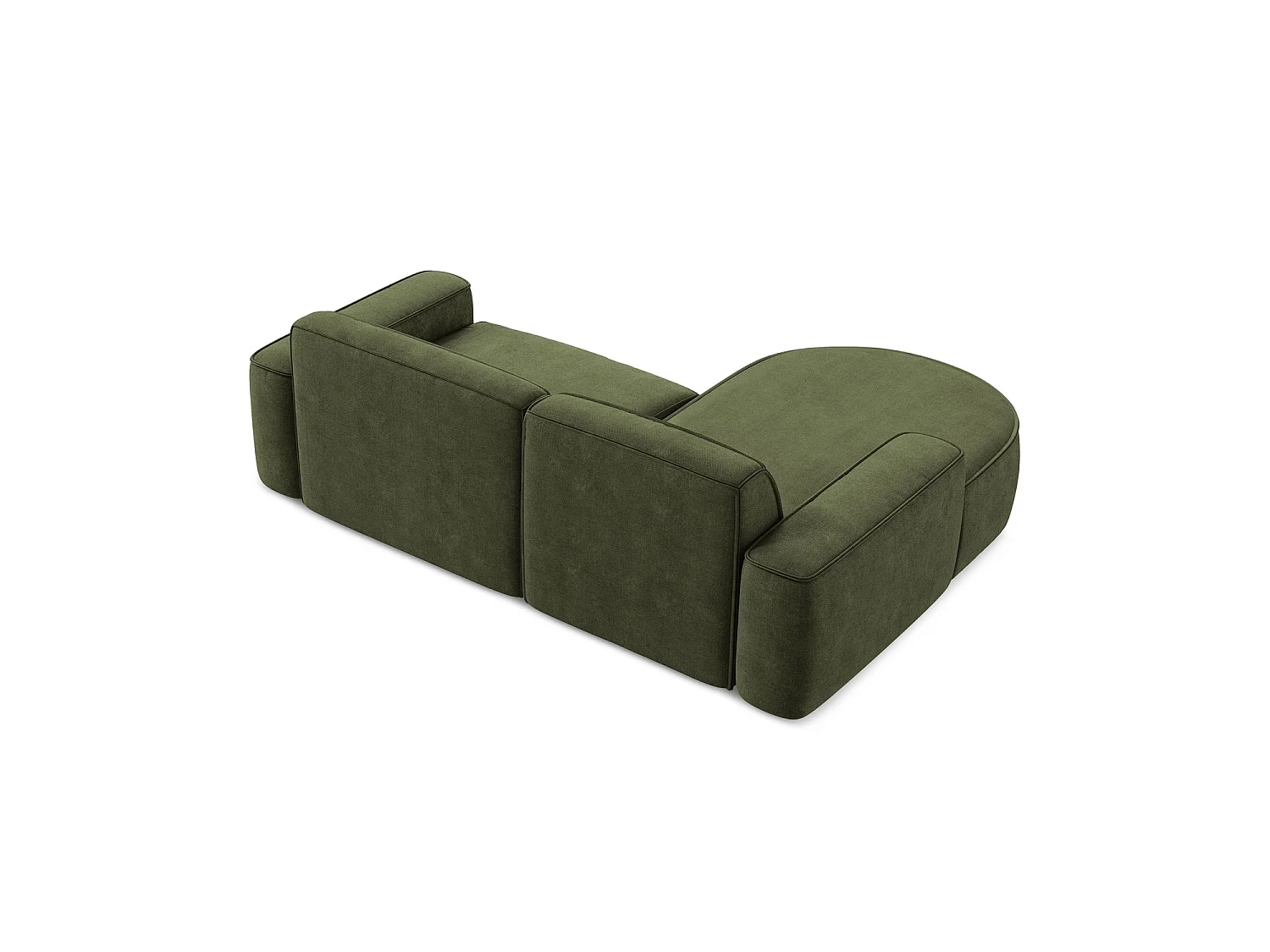 Canapé d'angle 2,5 places modulaire gauche en tissu chenille - olive - MELISSA