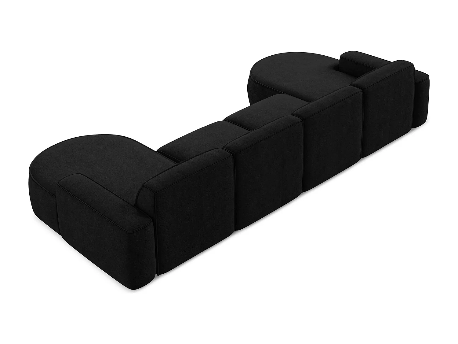 Canapé panoramique 4 places modulaire en tissu chenille - noir - OMAO