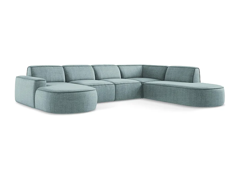 Sofa modułowa panoramiczna - z tkaniny strukturalnej - jeans - OMAO